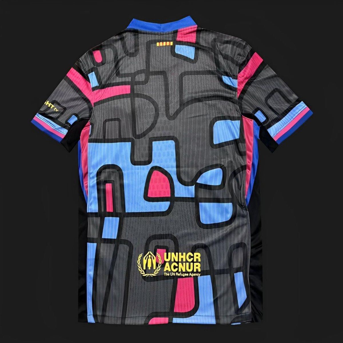 25/26 FC Barcelona Black with Blue & Pink Abstract Pattern Jersey
