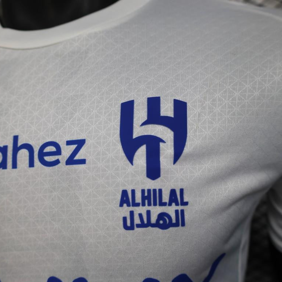 Player Version 25/26 Al-Hilal Away White with Blue Details and SAVVY Games Group Sponsor Jersey