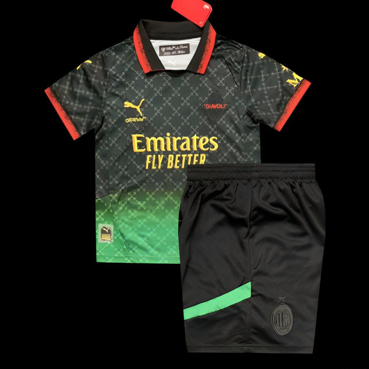 25/26 Kids AC Milan x OFFWHITE Black Forth Special Jersey