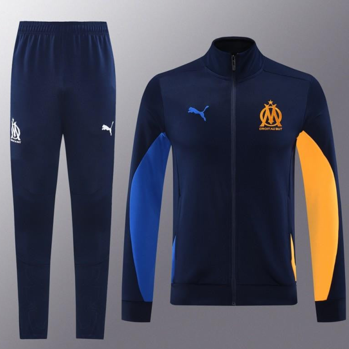 24/25 Olympique Marseille Navy Full Zipper Jacket +Long Pants