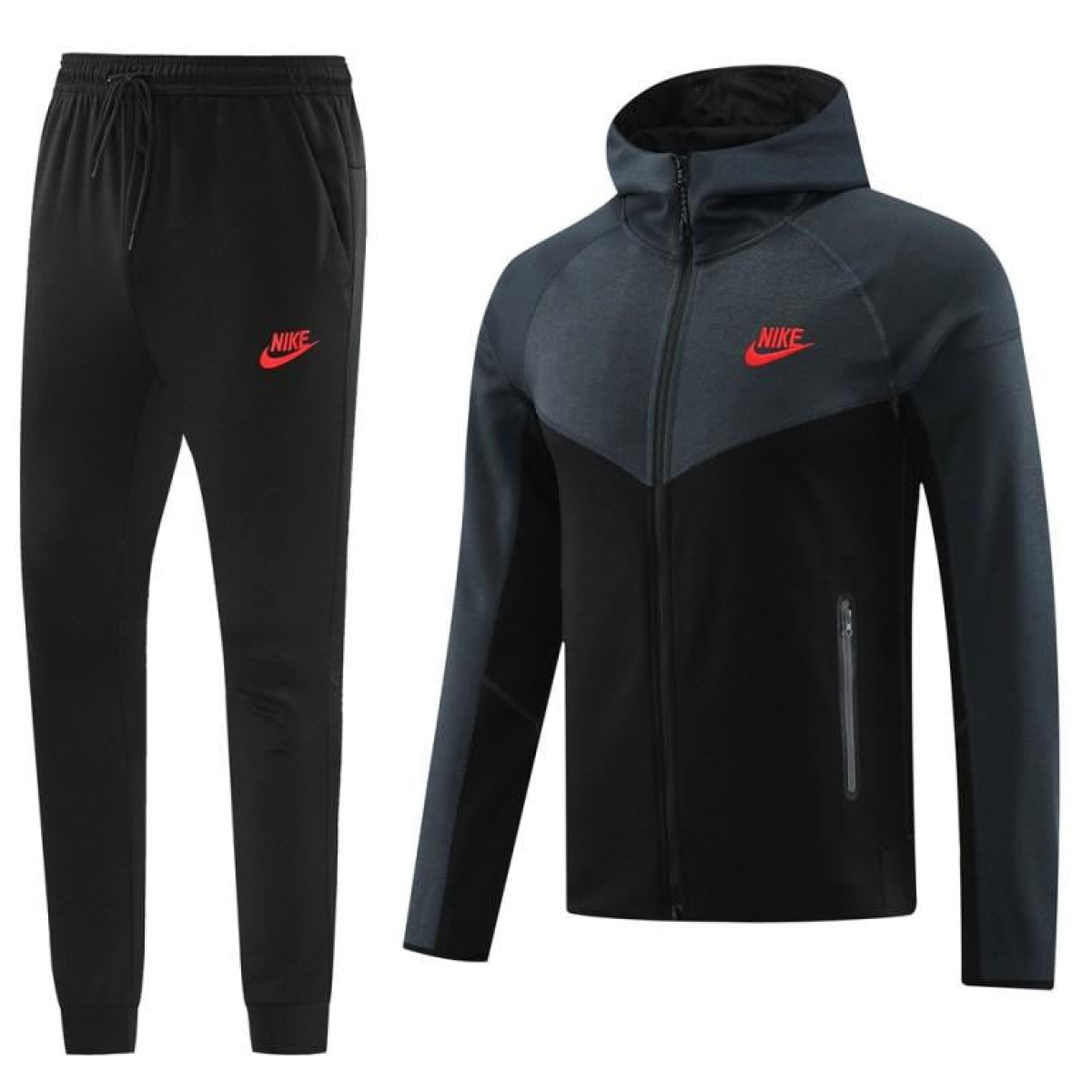 2024 Nike Grey/Black Full Zipper Jacket +Long Pants