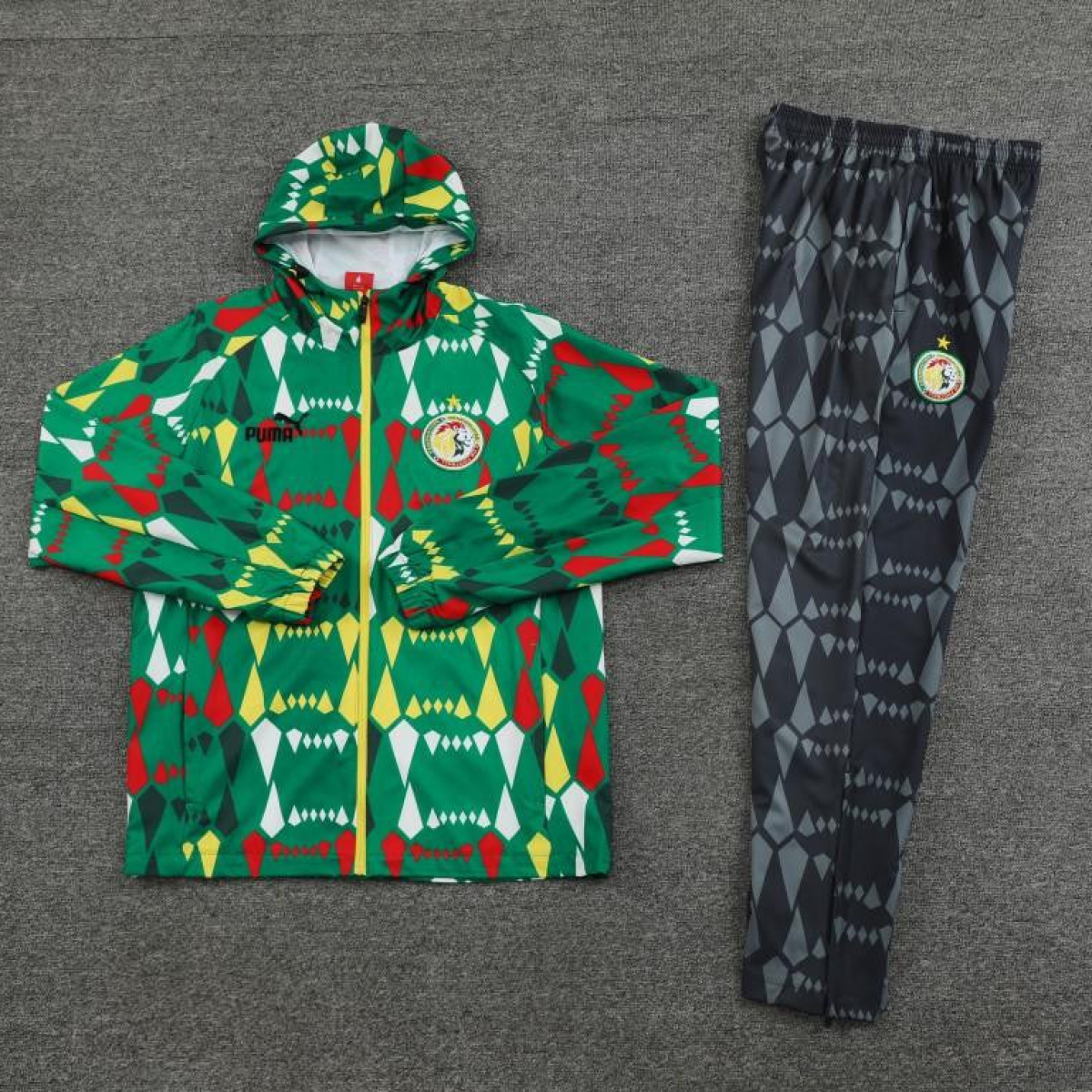 2024 Senegal Green Hoodie Full Zipper Jacket +Long Pants