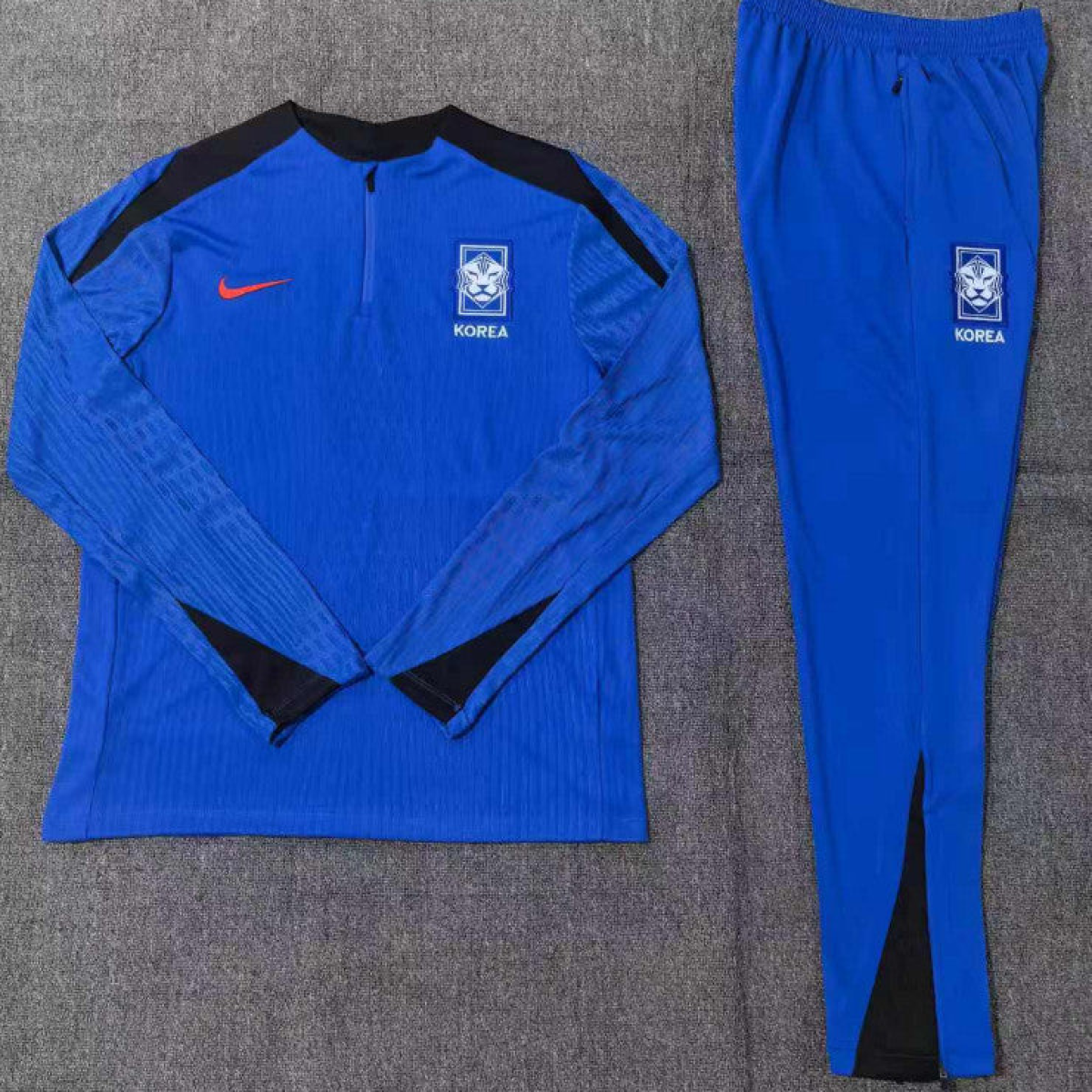2024 Kids South Korea Blue Half Zipper Jacket+Long Pants