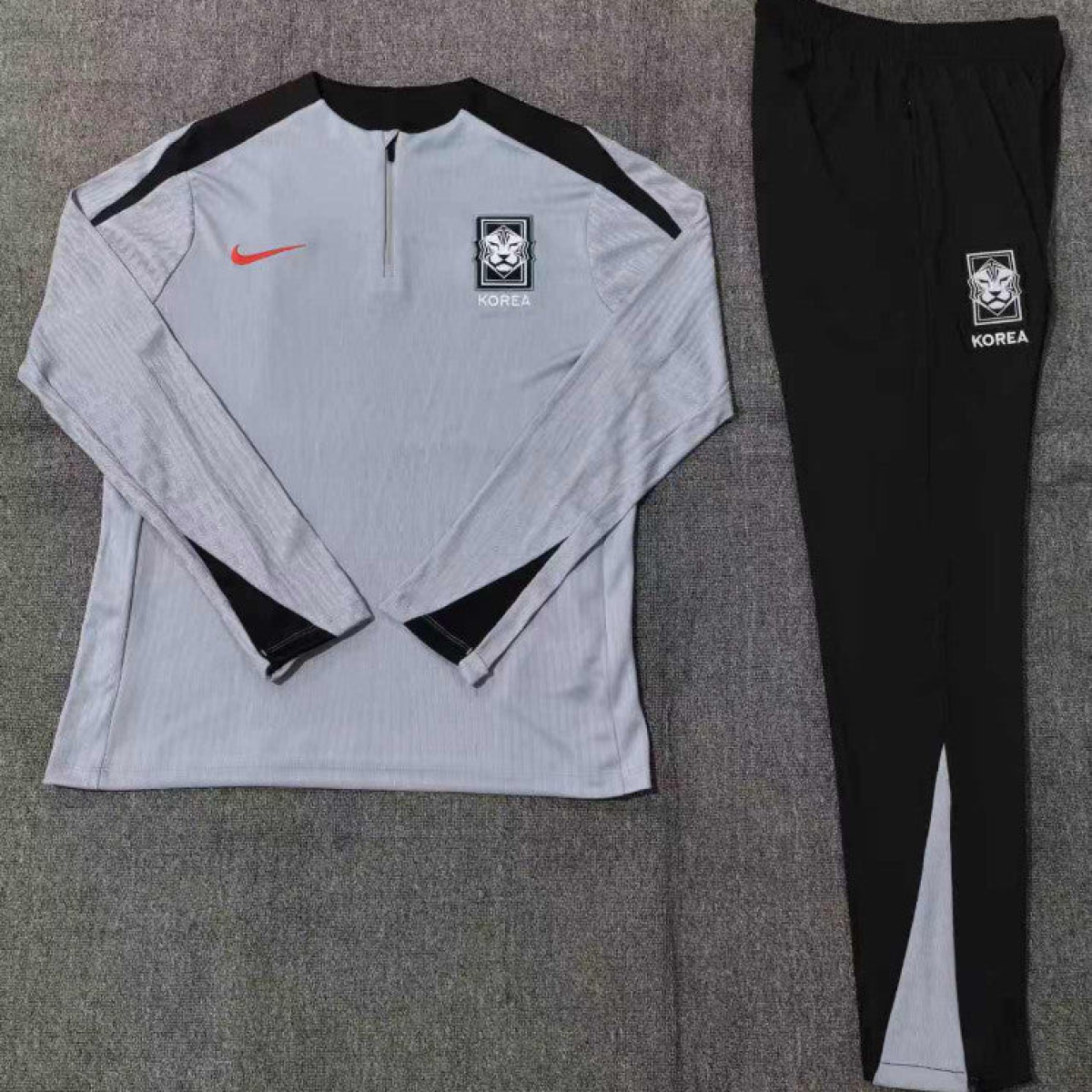 2024 Kids South Korea Grey Half Zipper Jacket+Long Pants