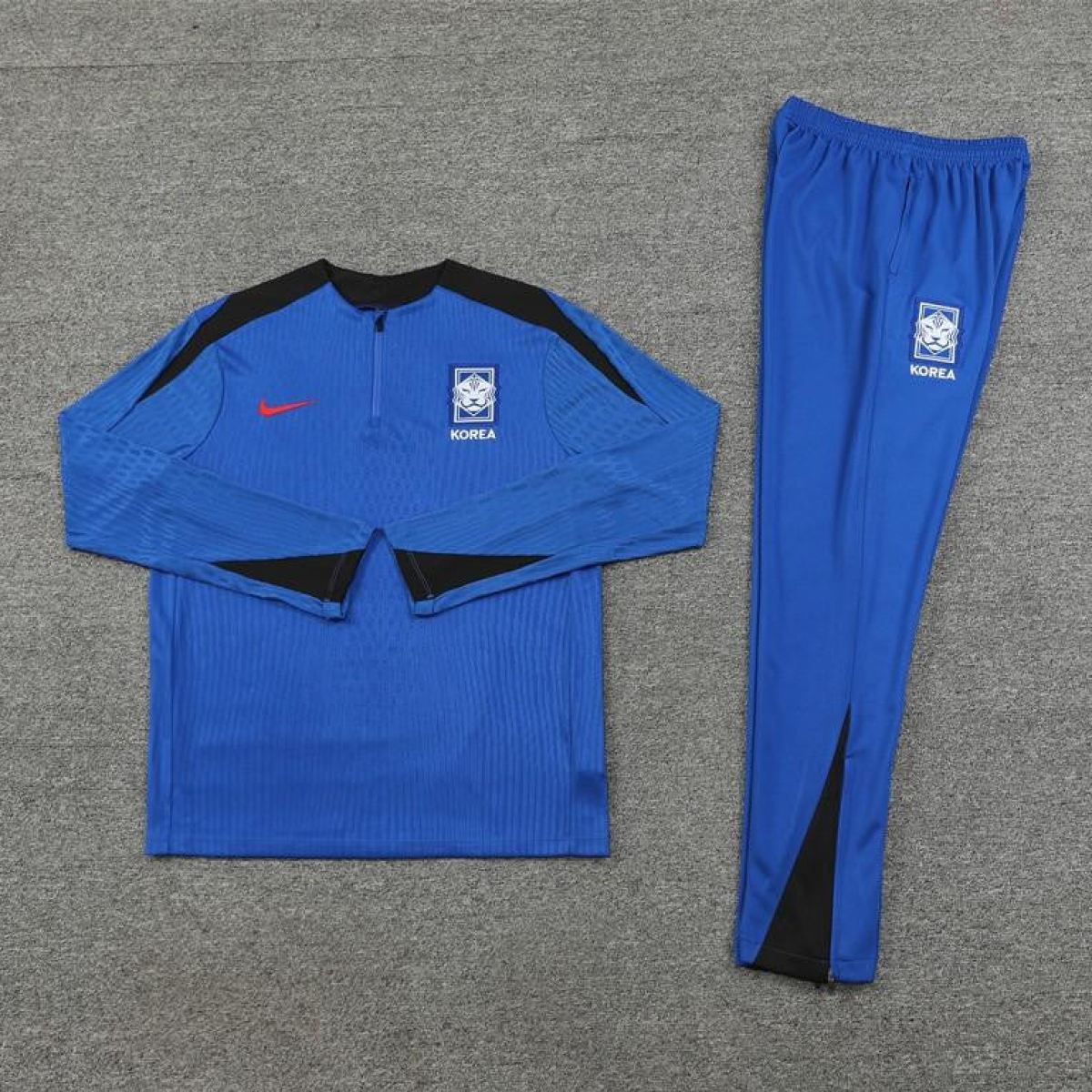 2024 South Korea Blue Half Zipper Jacket+Long Pants
