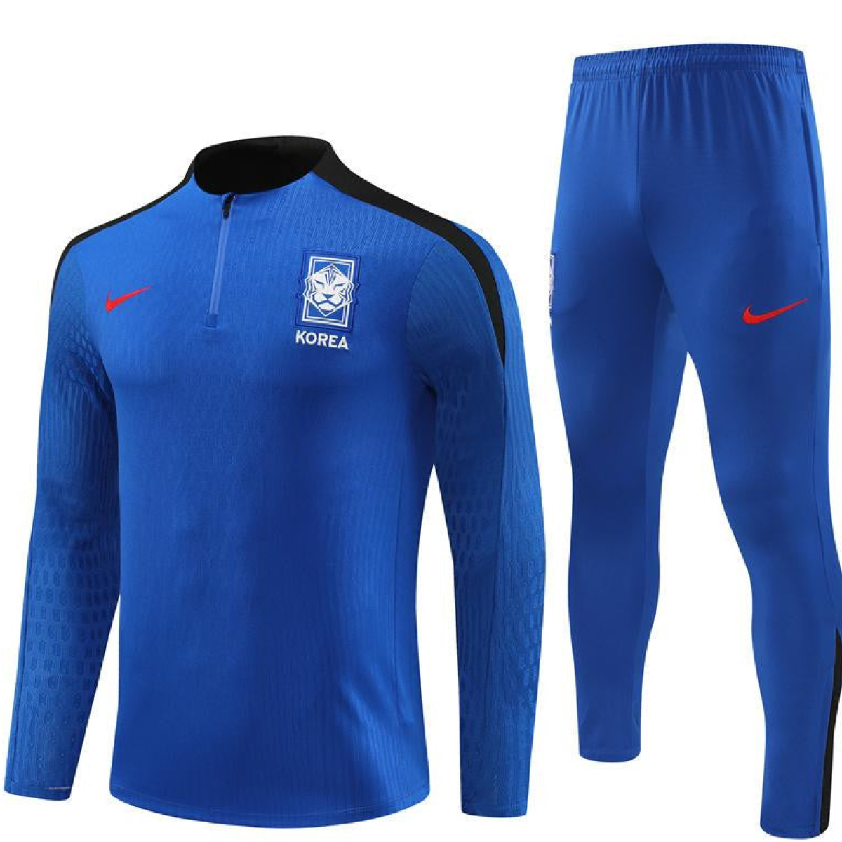 2024 South Korea Blue Half Zipper Jacket+Long Pants