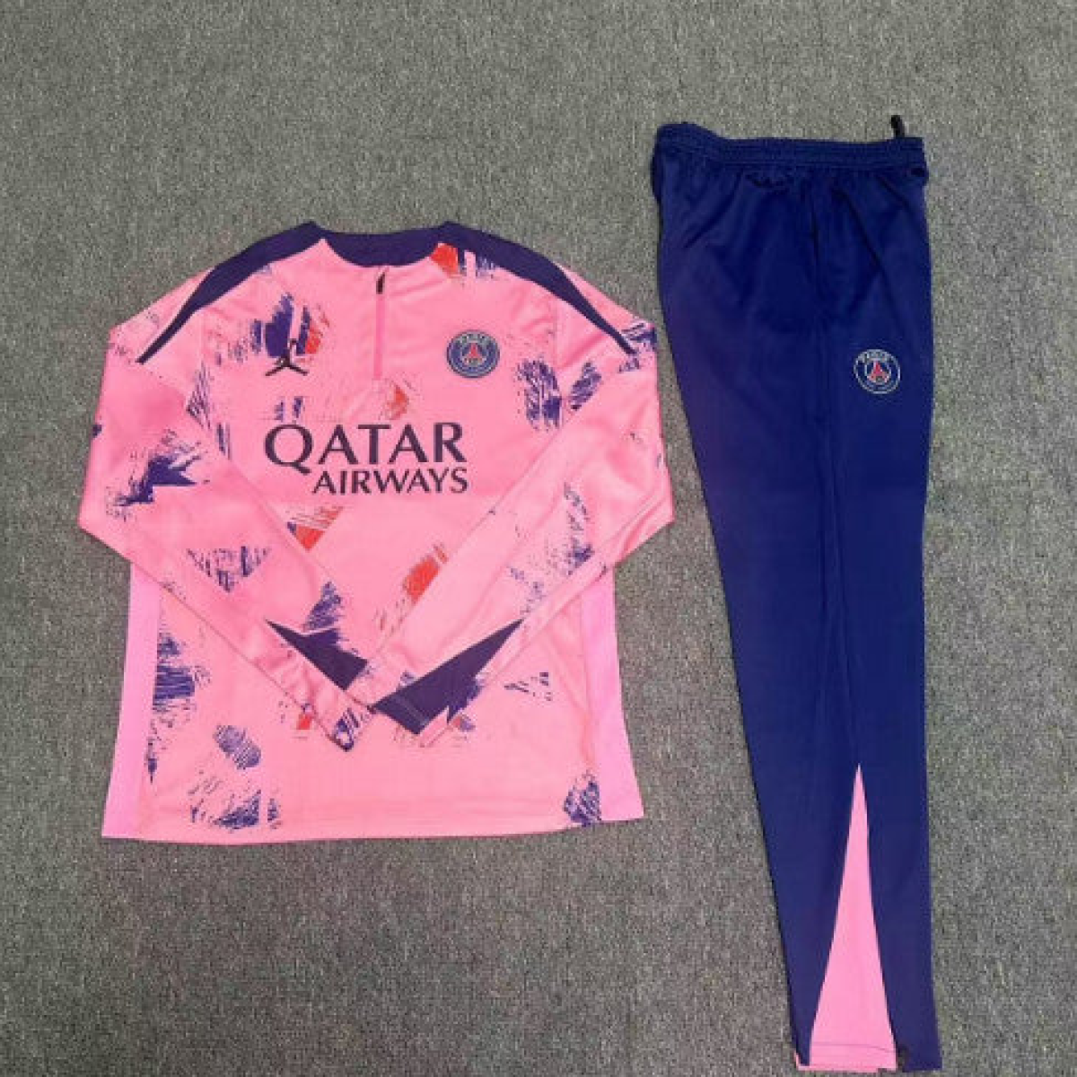 24/25 Kids PSG Pink Half Zipper Jacket+Long Pants