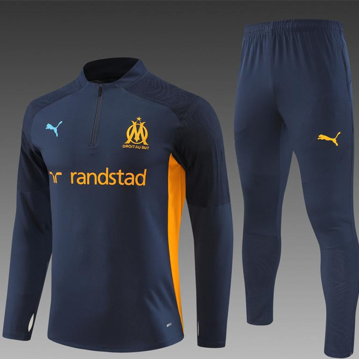 24/25 Olympique Marseille Navy Orange Zipper Jacket+Long Pants