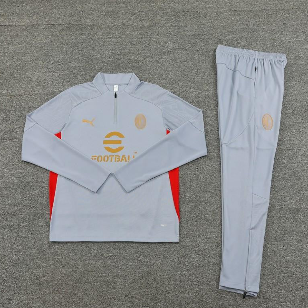 24/25 AC Milan Grey Half Zipper Jacket+Long Pants