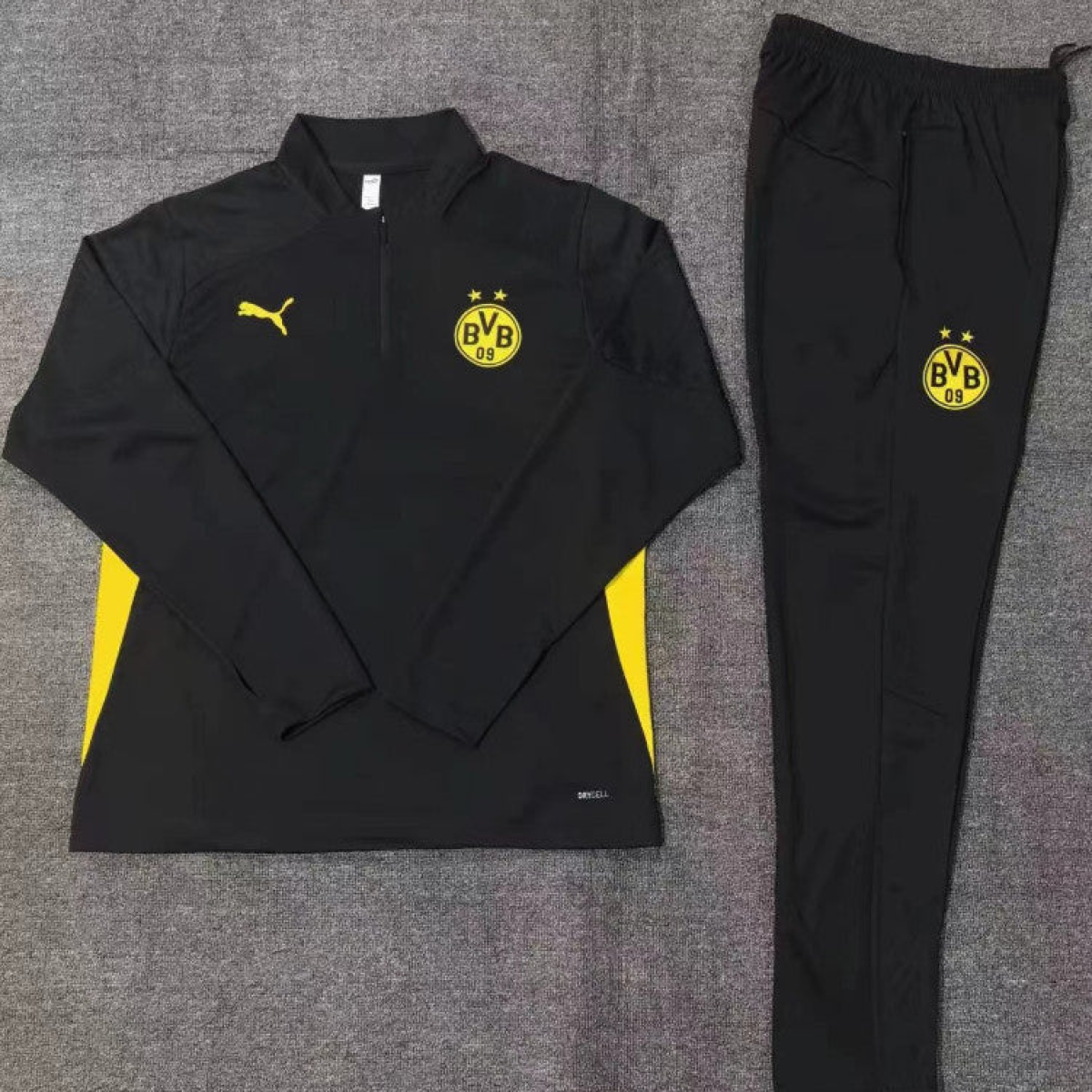 24/25 Kids Borussia Dortmund Black Half Zipper Jacket+Long Pants