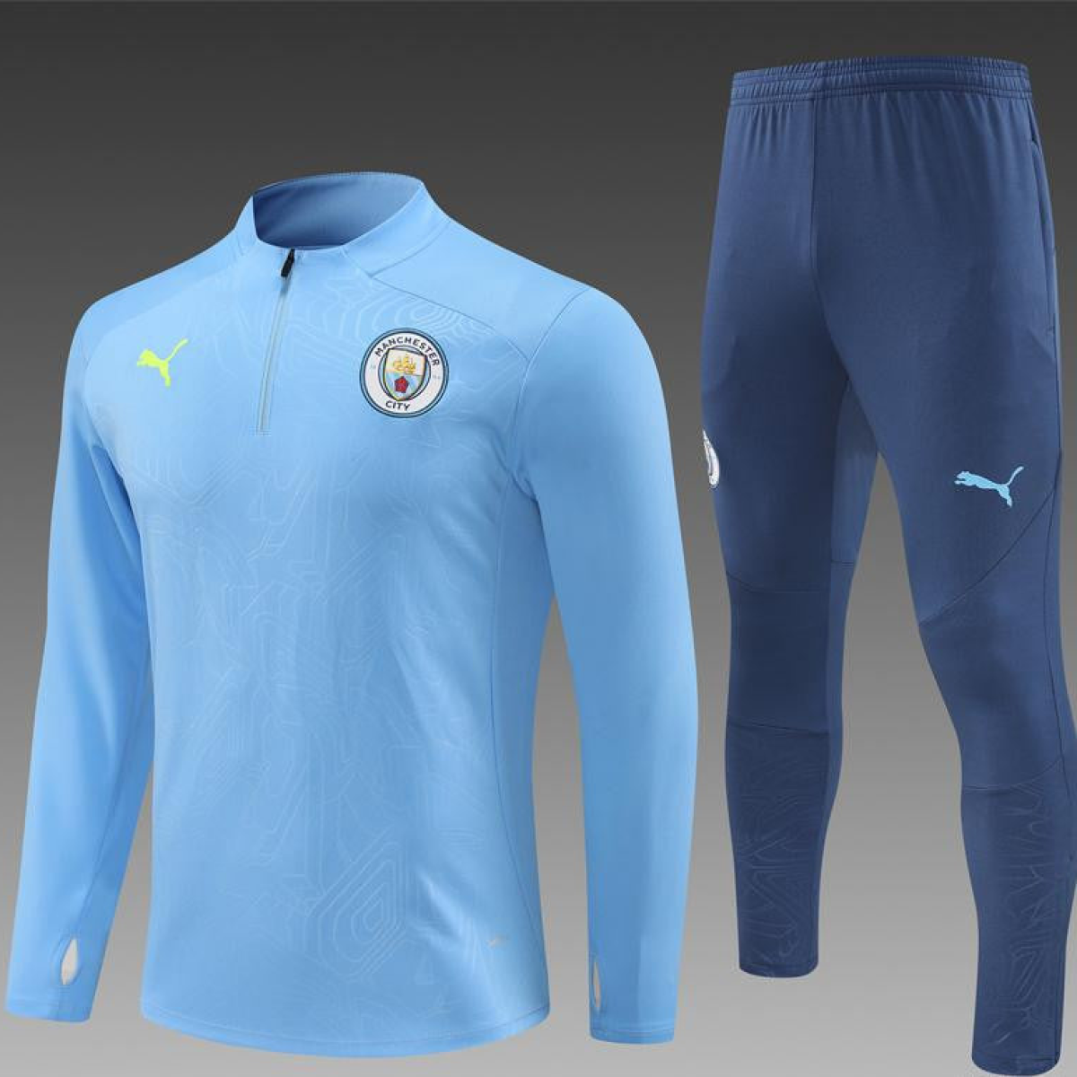 24/25 Manchester City Sky Blue Half Zipper Jacket+Long Pants