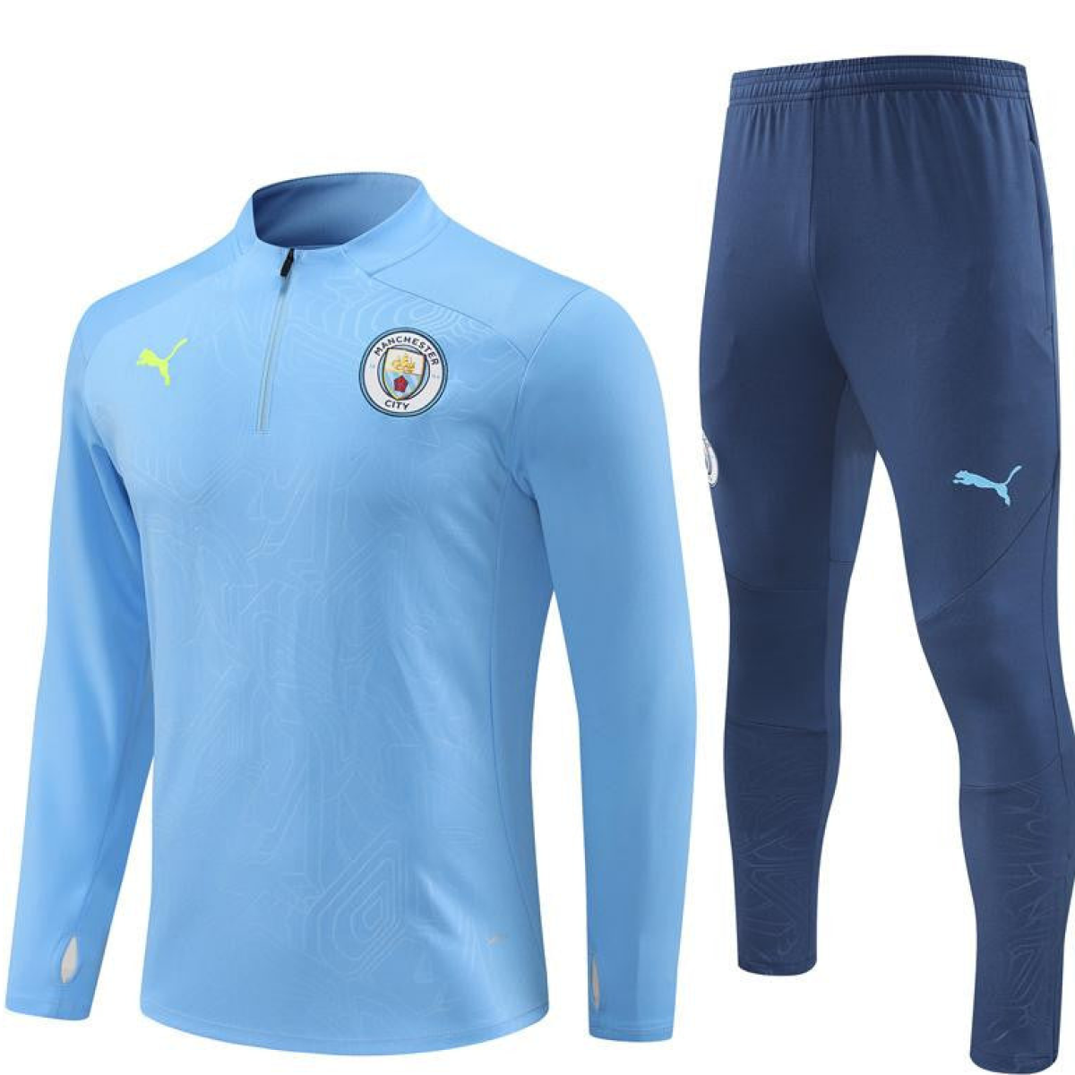 24/25 Manchester City Sky Blue Half Zipper Jacket+Long Pants