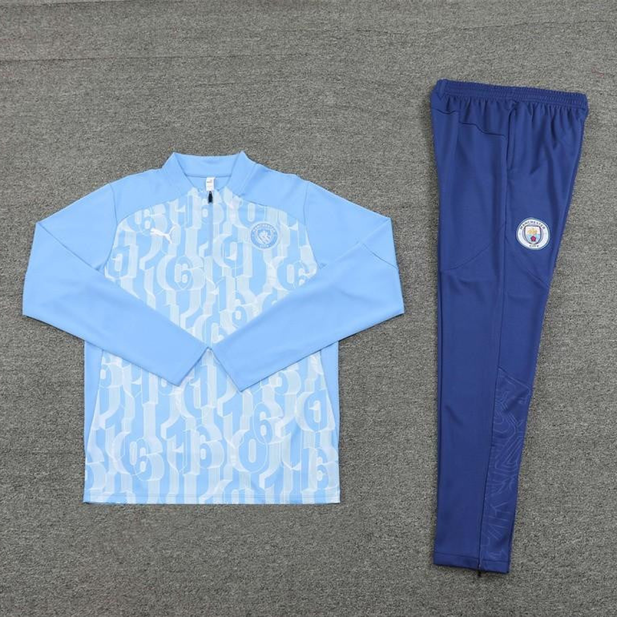 24/25 Manchester City Light Blue Half Zipper Jacket+Long Pants
