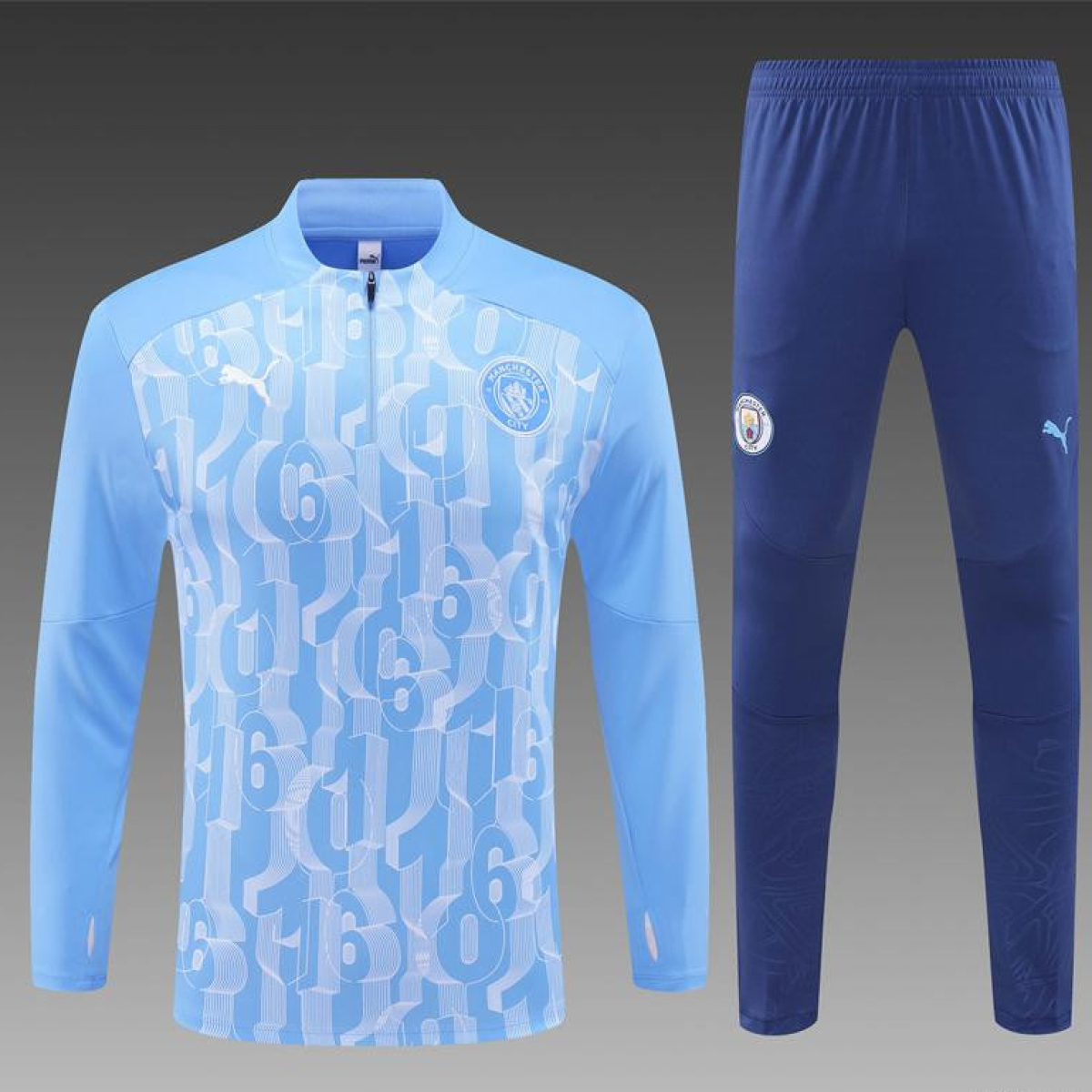 24/25 Manchester City Light Blue Half Zipper Jacket+Long Pants