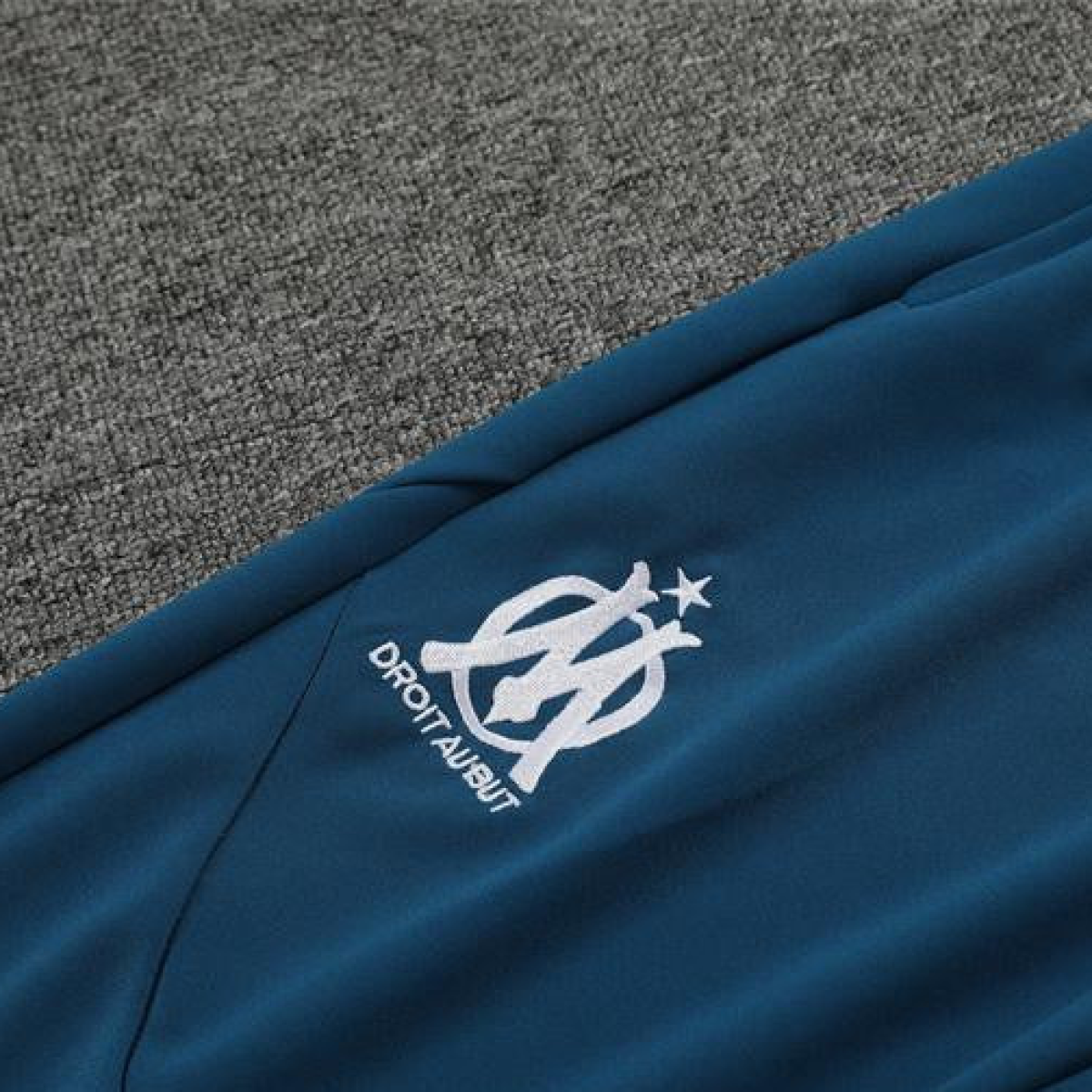 24/25 Olympique Marseille Blue Grid Half Zipper Jacket+Long Pants