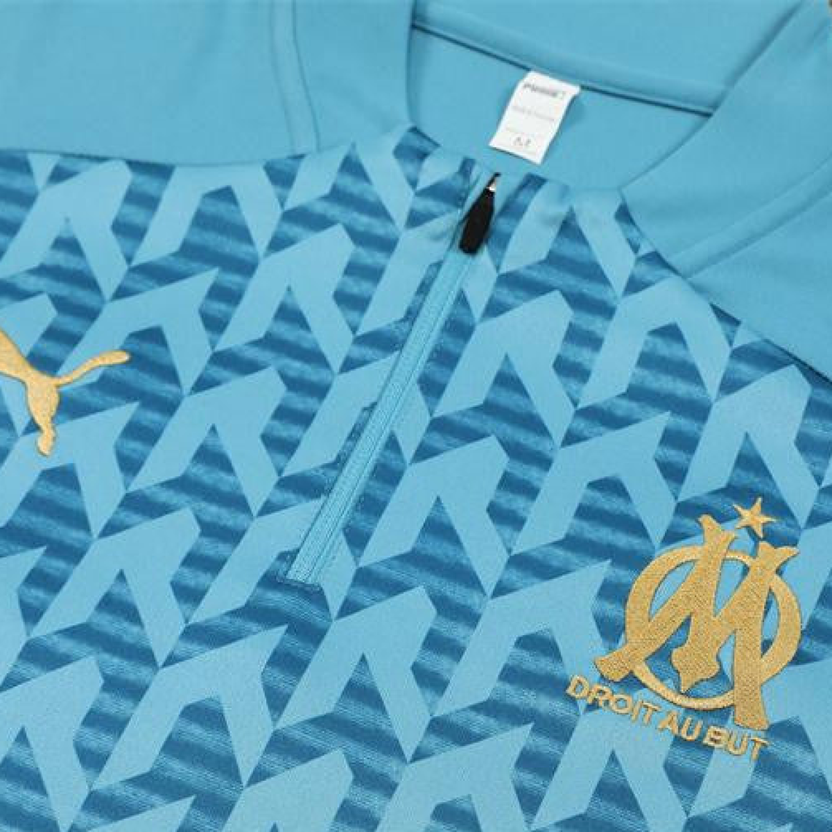 24/25 Olympique Marseille Blue Grid Half Zipper Jacket+Long Pants