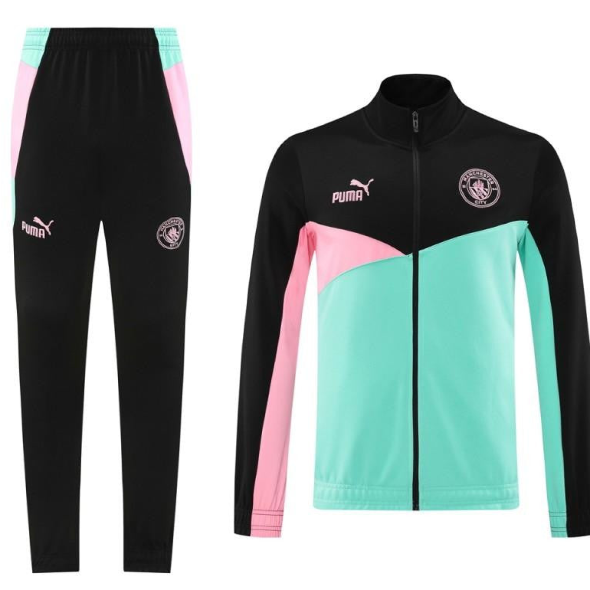 24/25 Manchester City Black/Green Full Zipper Jacket +Long Pants