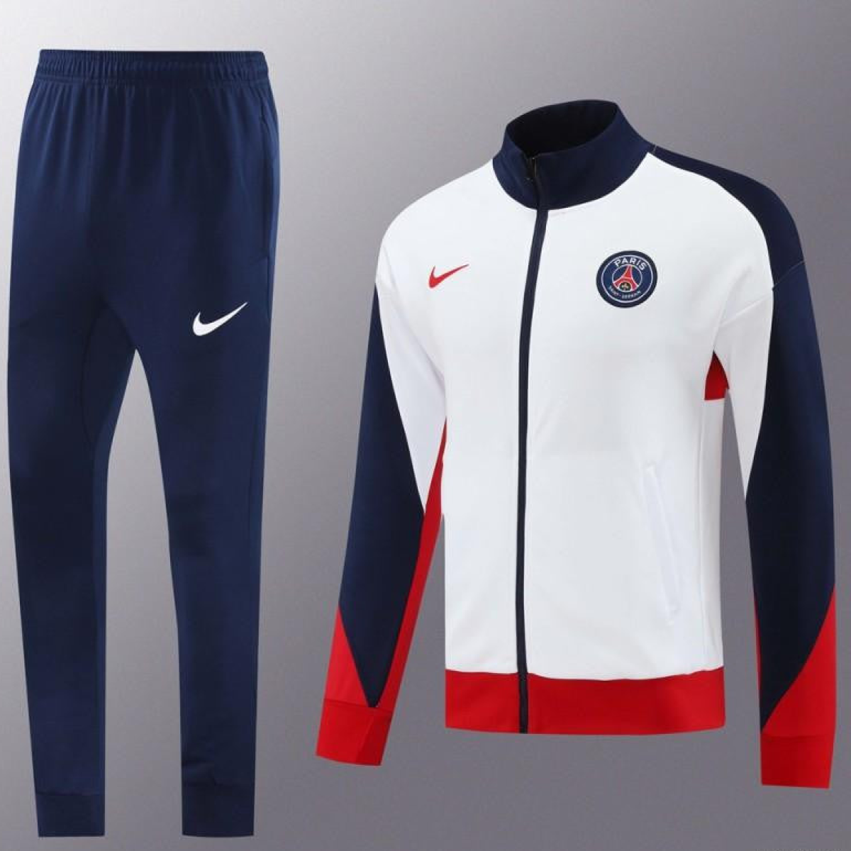 24 25 PSG White Full Zipper Jacket +Long Pants