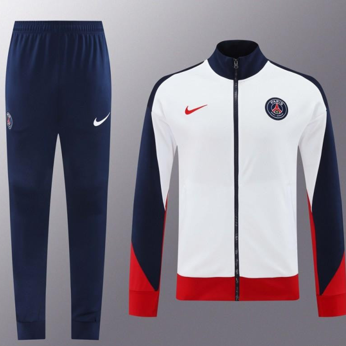 24 25 PSG White Full Zipper Jacket +Long Pants