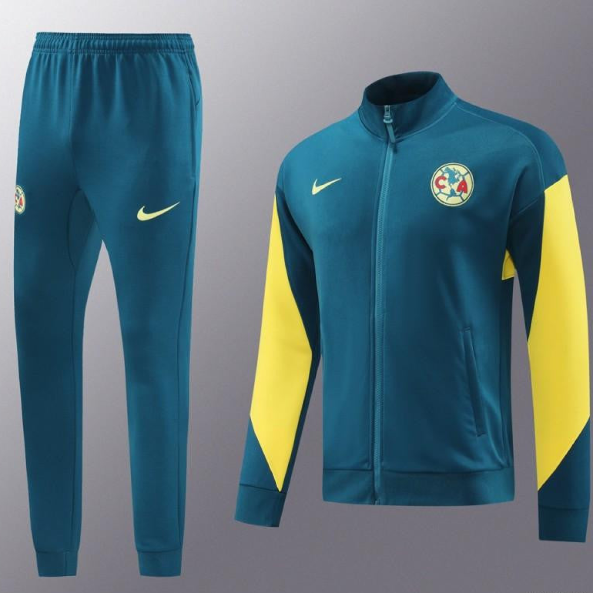 24/25 Club America Green/Yellow Full Zipper Jacket +Long Pants