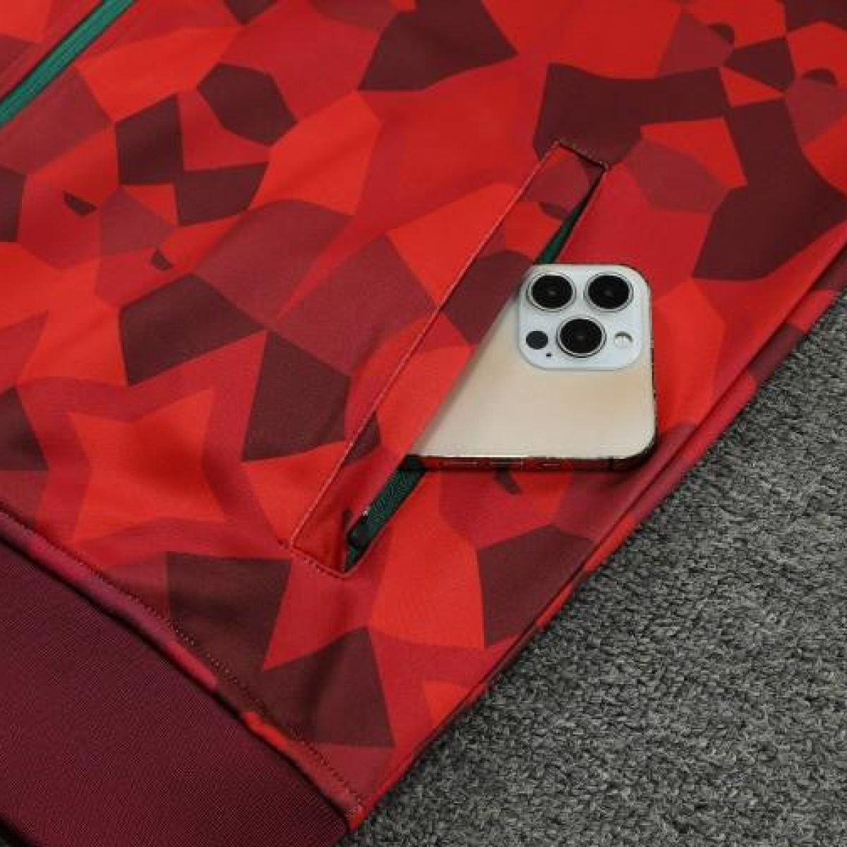 2024 Morocco Red Full Zipper Hoodie Jacket+Pants