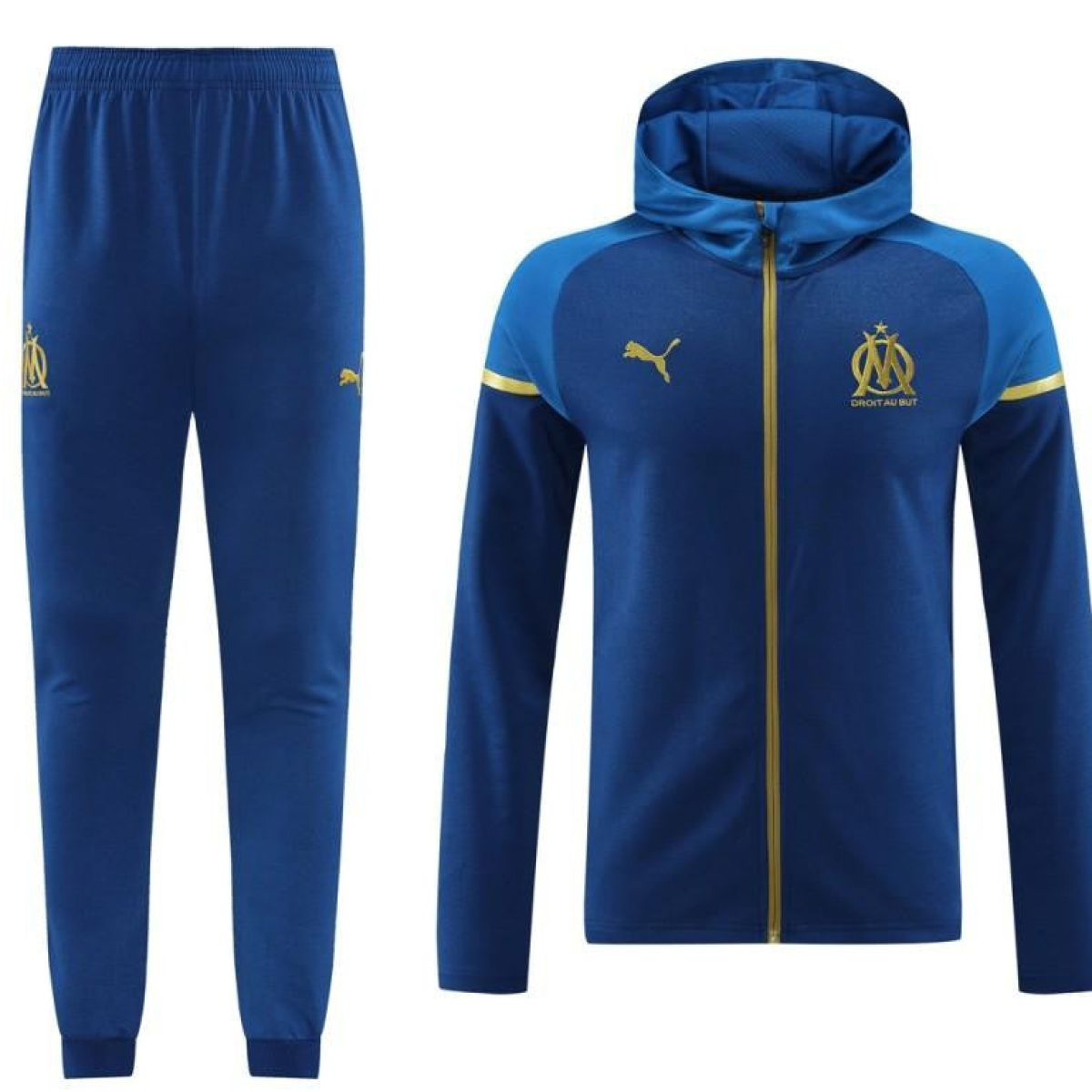 23/24 Olympique Marseille Blue Full Zipper Hoodie Jacket+Pants
