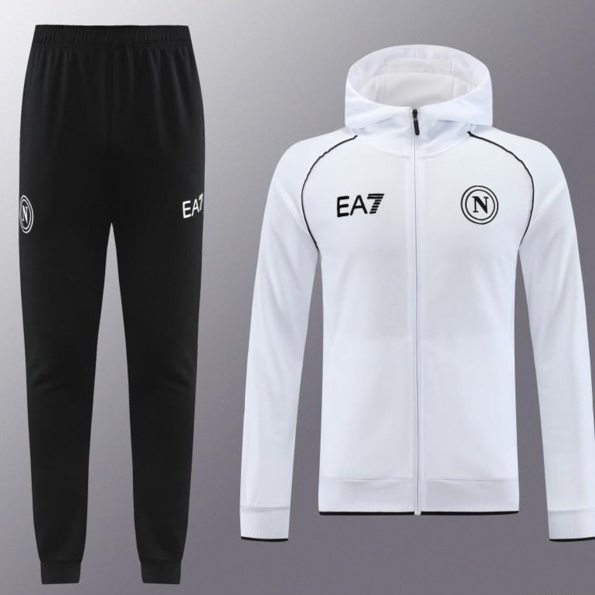 23/24 Napoli White Full Zipper Hoodie Jacket+Pants