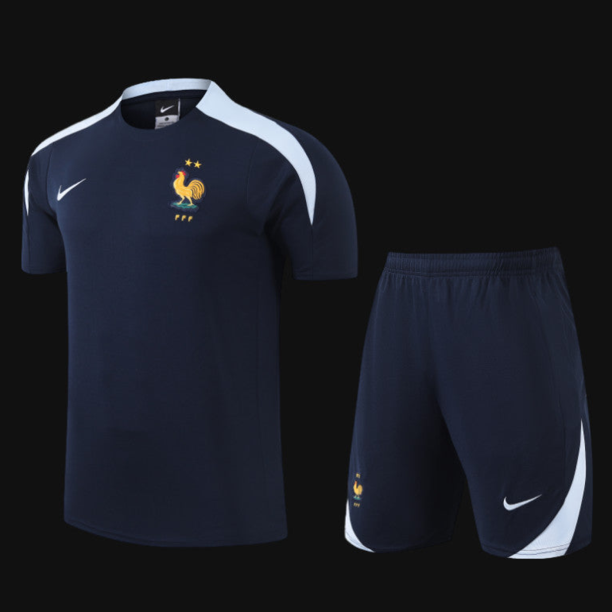 2024 France Cotton Navy Short Sleeve Jersey+Shorts