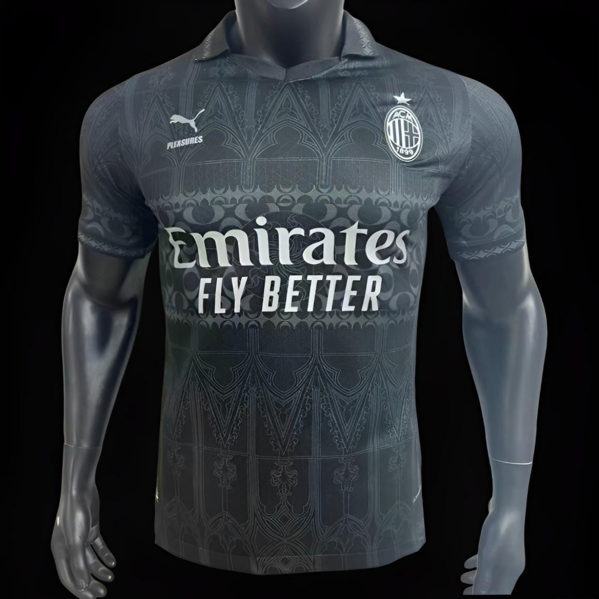 Player Version AC Milan x PLEASURES Forth Black Jersey