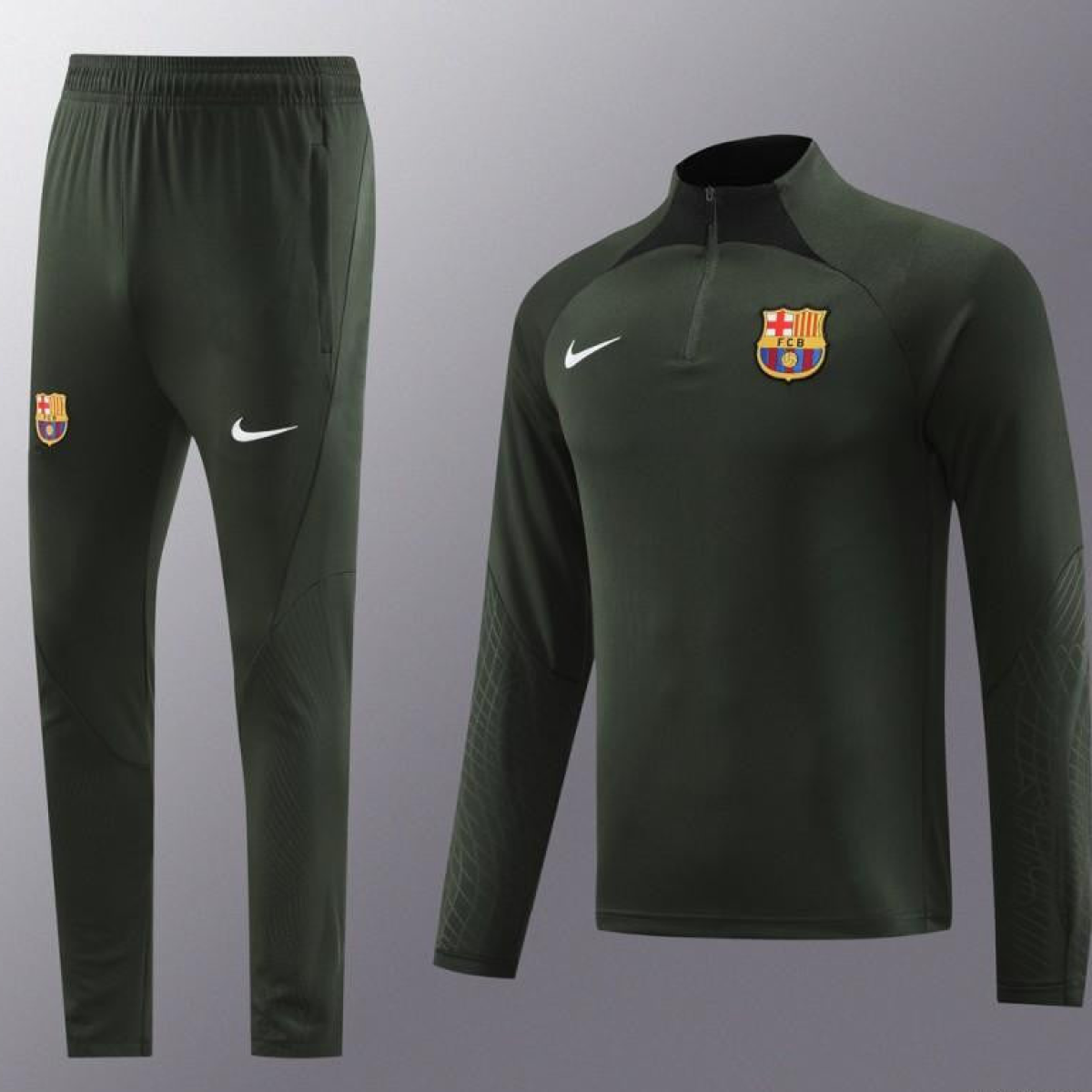 23/24 Barcelona Dark Green Half Zipper Jacket+Pants