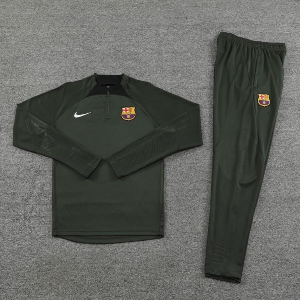23/24 Barcelona Dark Green Half Zipper Jacket+Pants