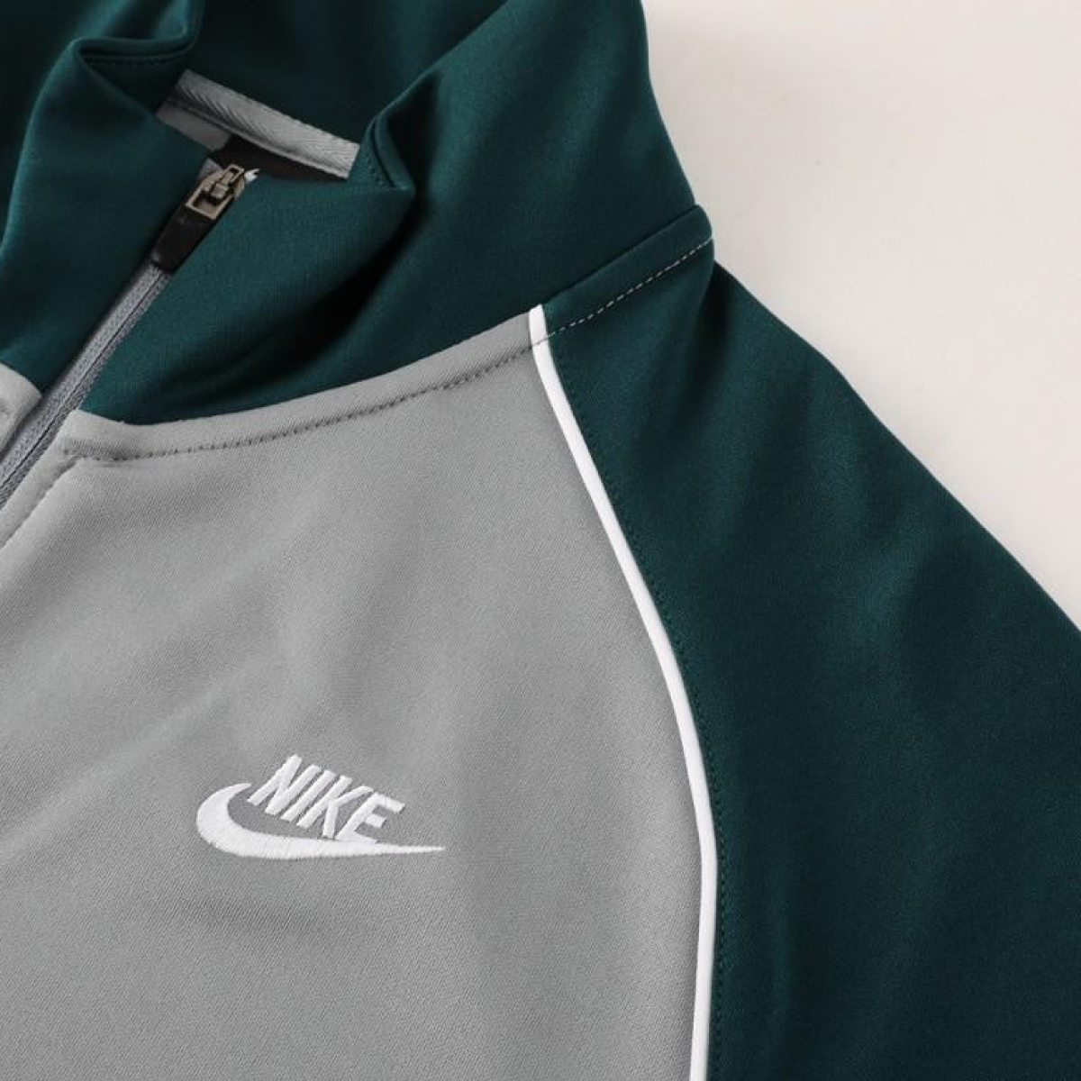 2023 NIKE Grey/Dark Green Hoodie Full Zipper Jacket +Pants