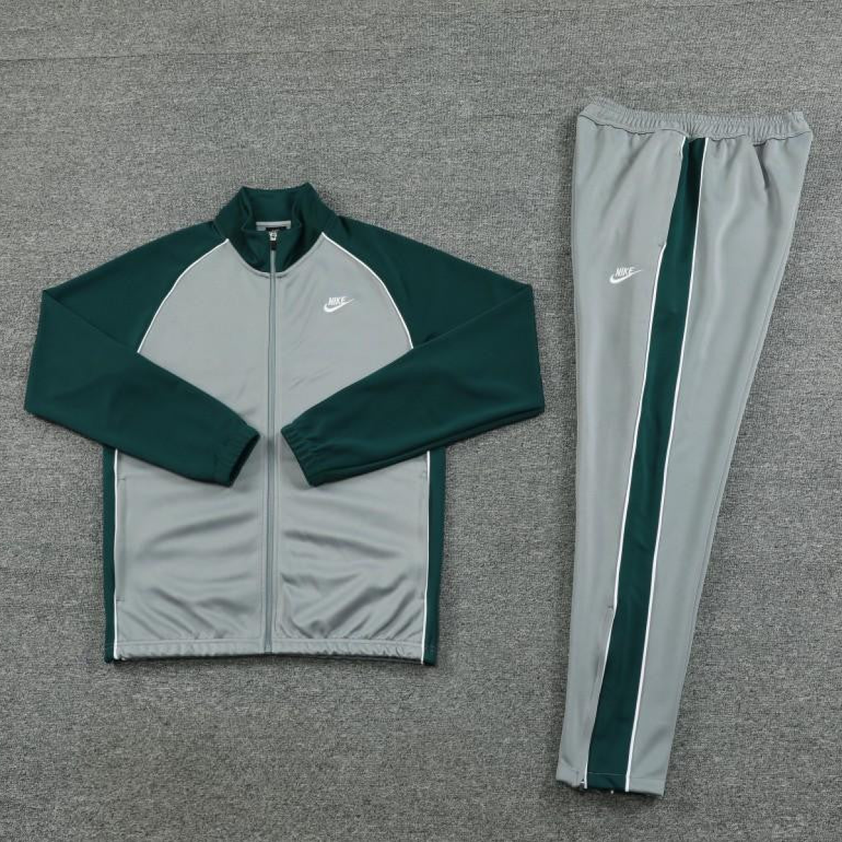 2023 NIKE Grey/Dark Green Hoodie Full Zipper Jacket +Pants