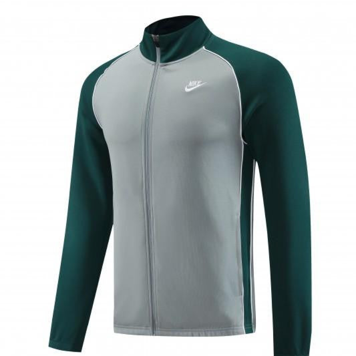 2023 NIKE Grey/Dark Green Hoodie Full Zipper Jacket +Pants