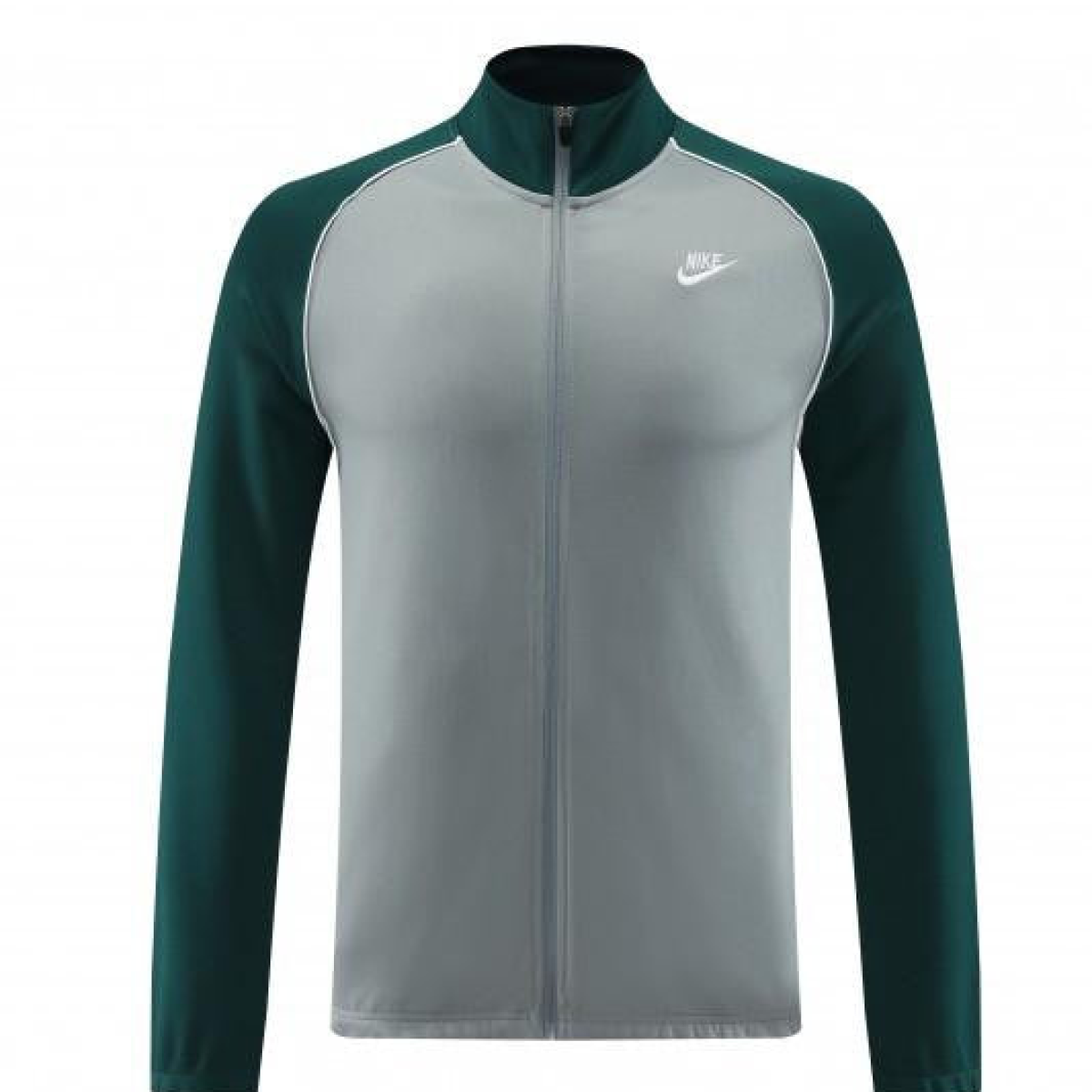 2023 NIKE Grey/Dark Green Hoodie Full Zipper Jacket +Pants