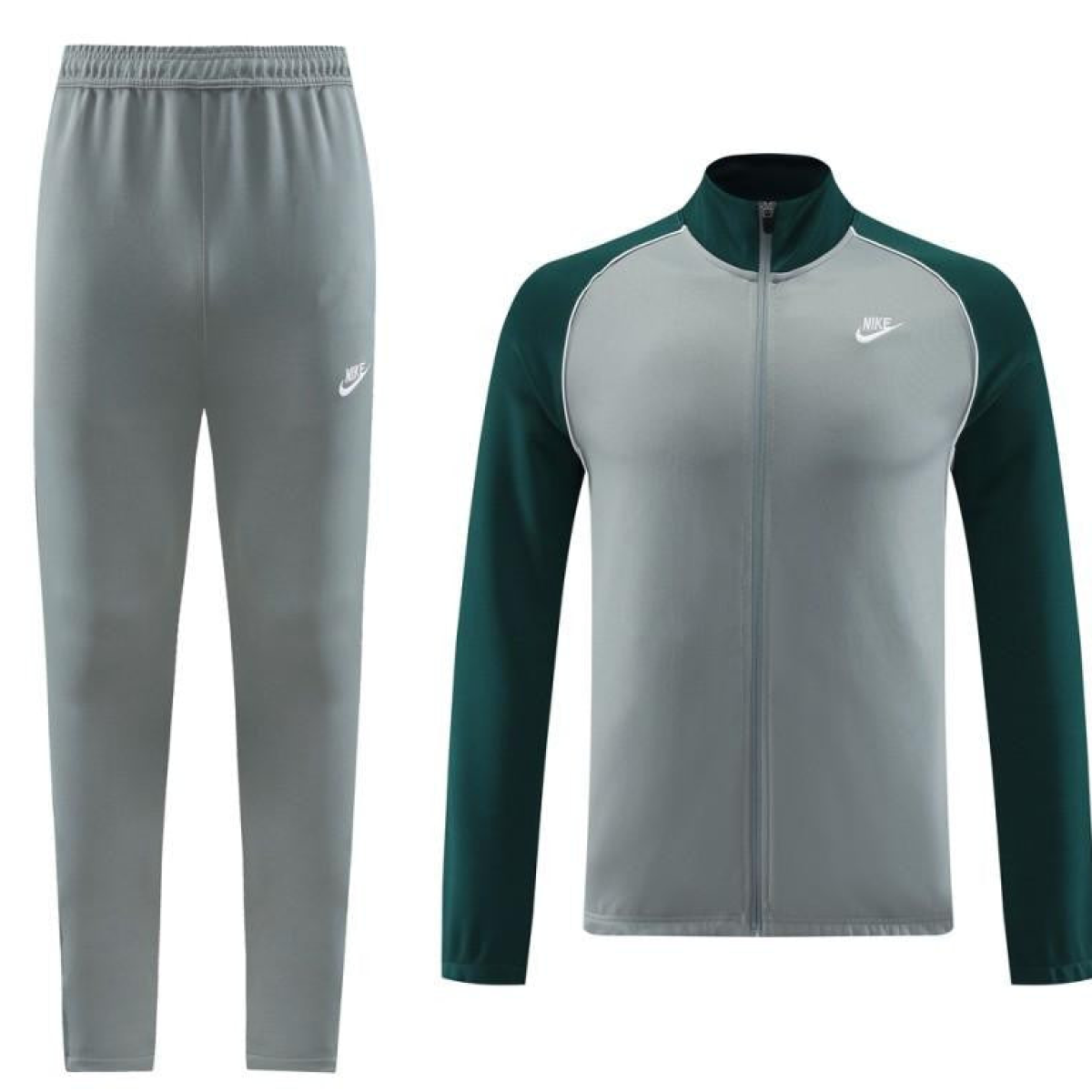 2023 NIKE Grey/Dark Green Hoodie Full Zipper Jacket +Pants