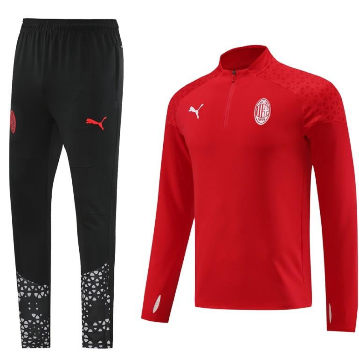 23/24 AC Milan Red Half Zipper Jacket+Pants