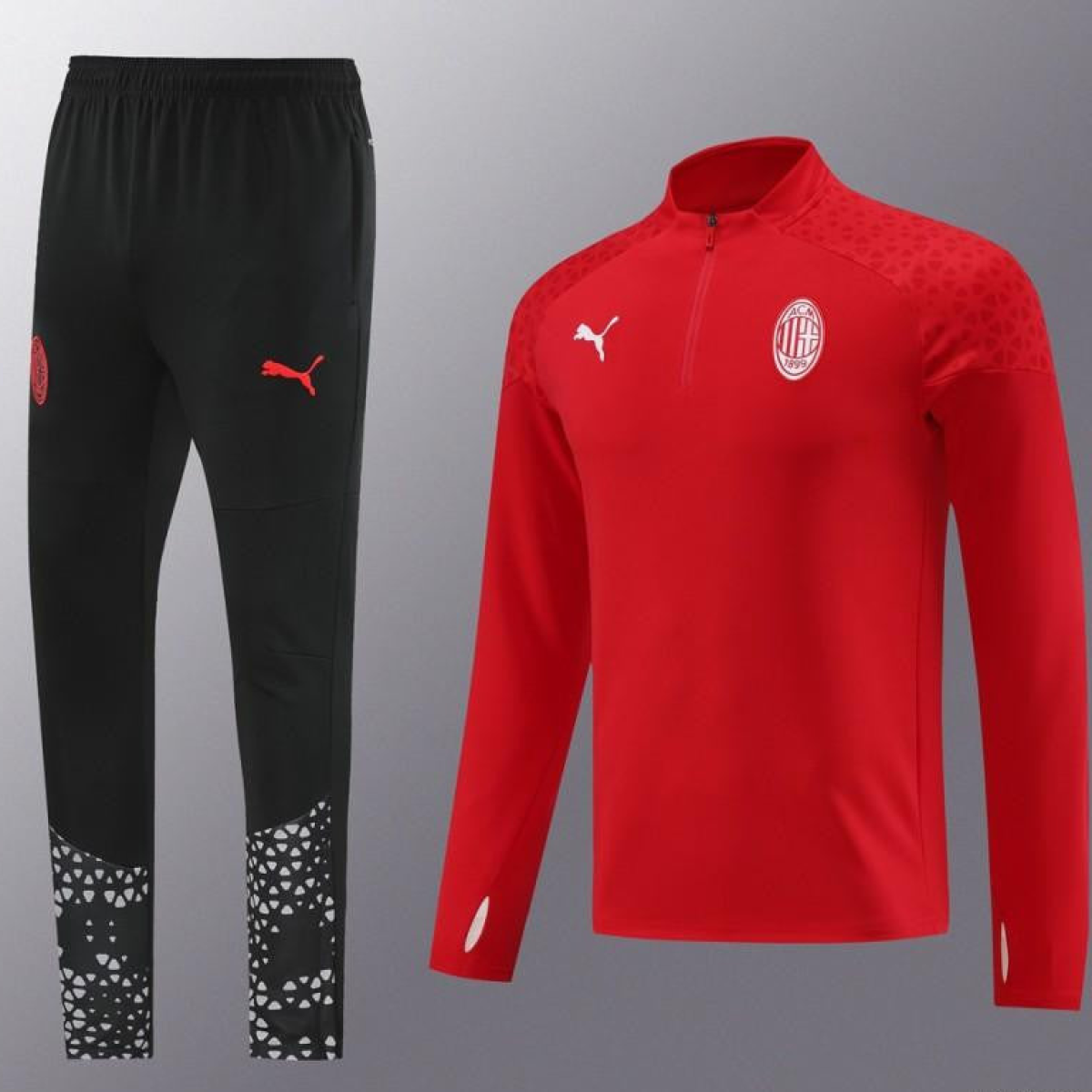 23/24 AC Milan Red Half Zipper Jacket+Pants