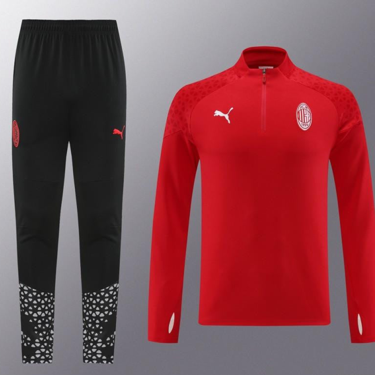 23/24 AC Milan Red Half Zipper Jacket+Pants