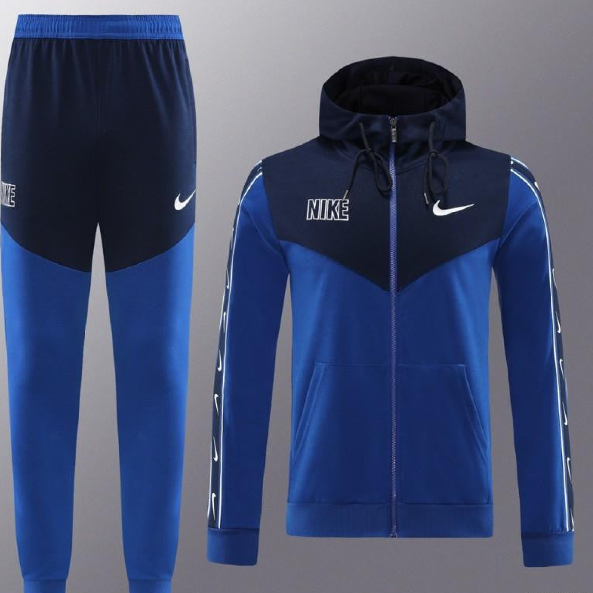 23/24 NIKE Black/Blue Full Zipper Hooide Jacket+Pants
