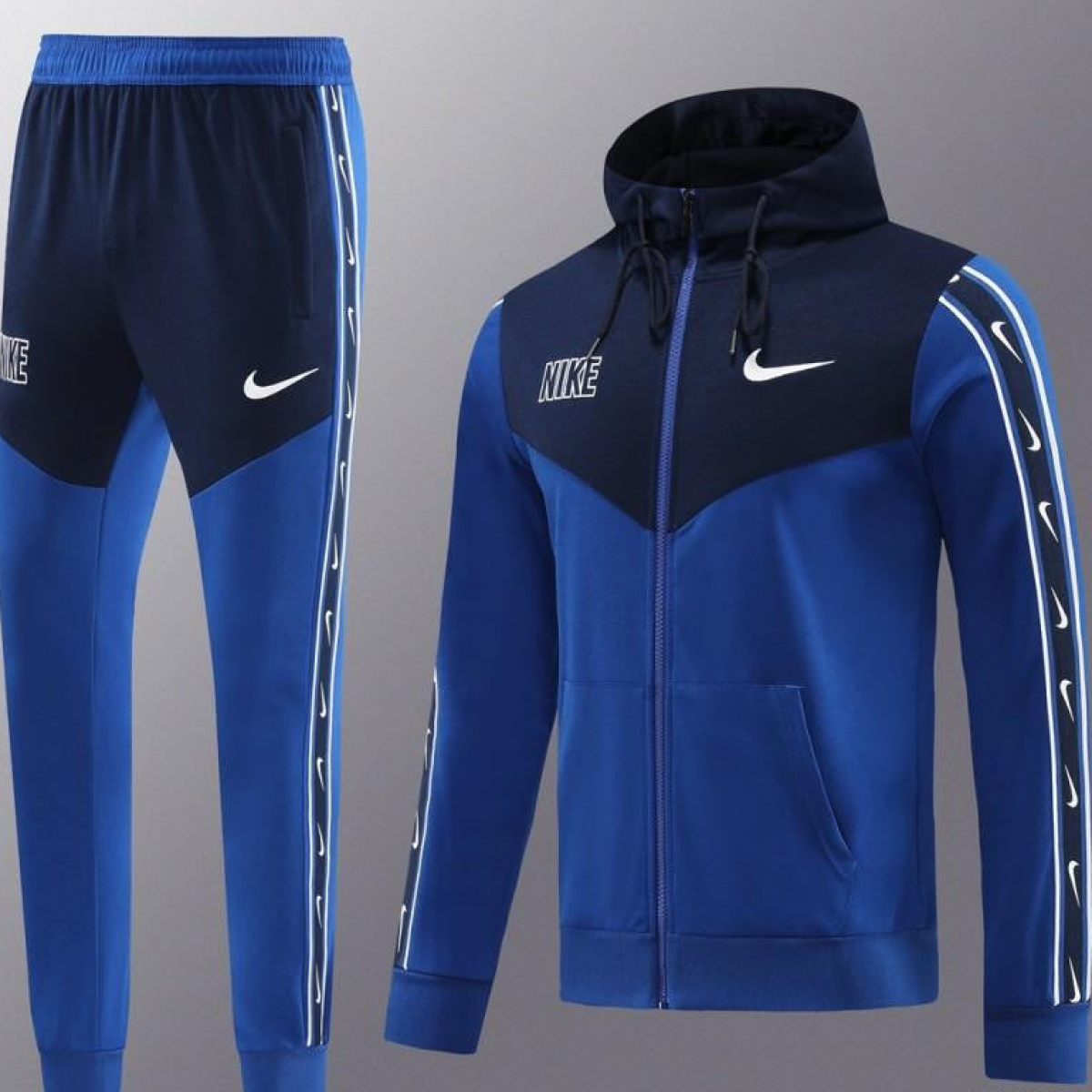 23/24 NIKE Black/Blue Full Zipper Hooide Jacket+Pants