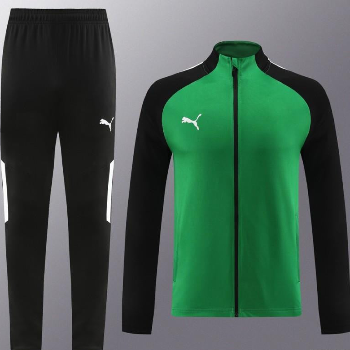 23/24 PUMA Black/Green Full Zipper Hooide Jacket+Pants