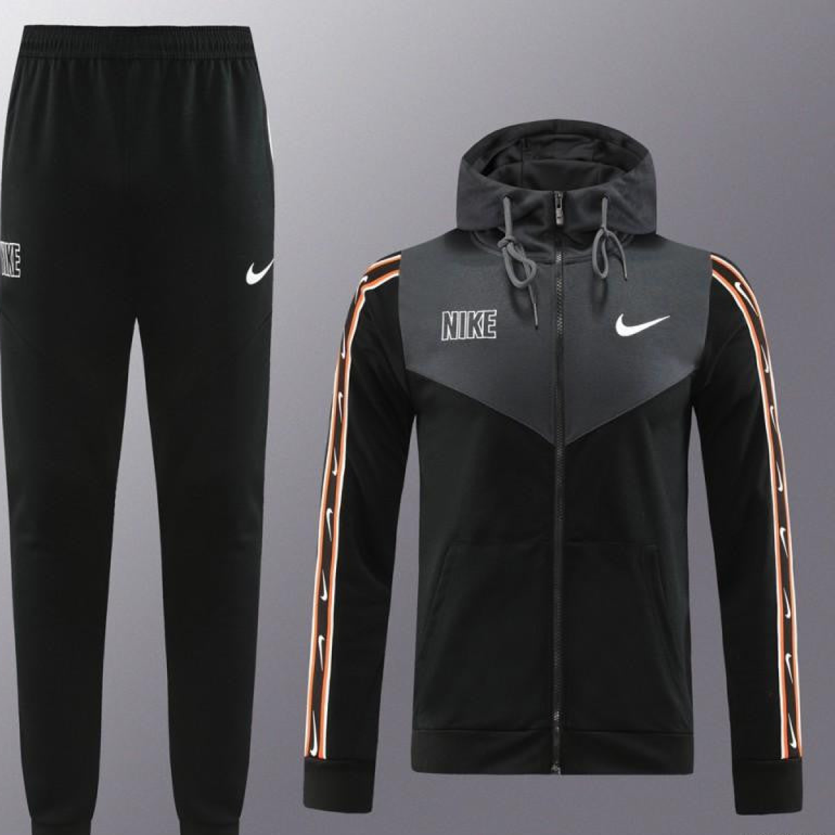 23/24 NIKE Black/Grey Full Zipper Hooide Jacket+Pants