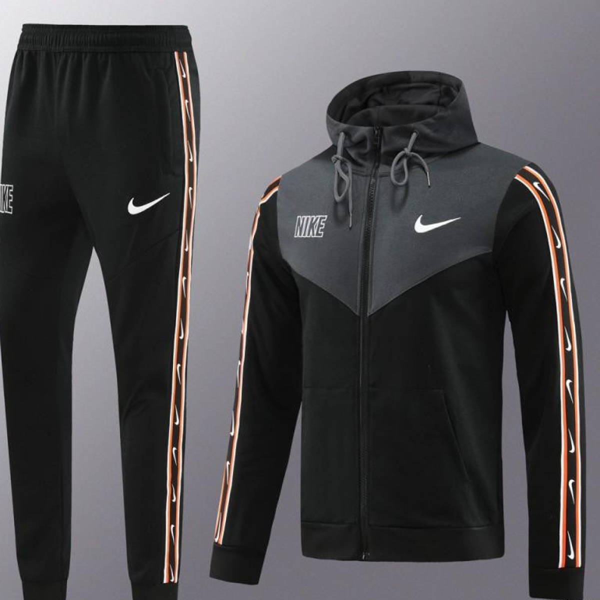 23/24 NIKE Black/Grey Full Zipper Hooide Jacket+Pants