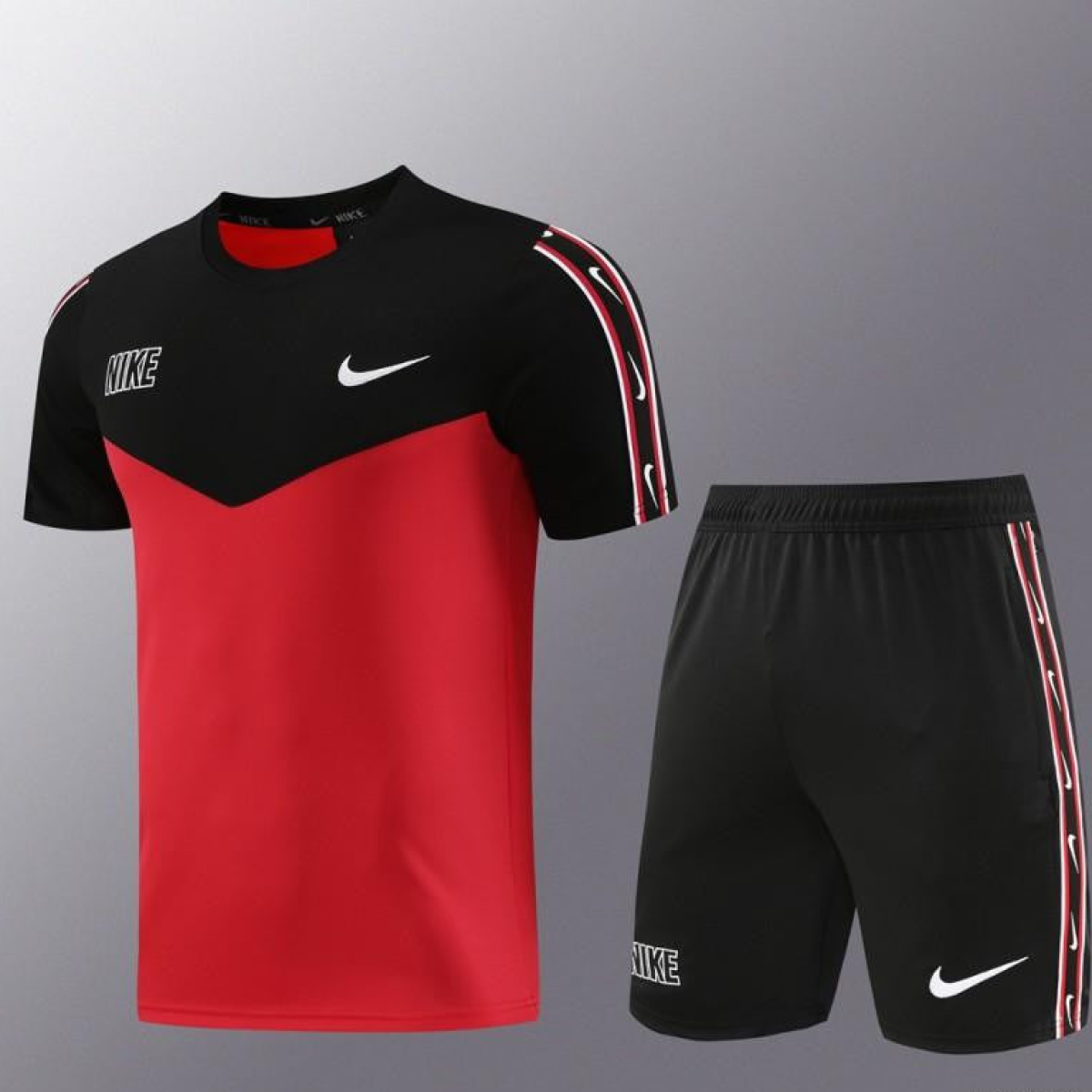 23/24 NIKE Black/Red Short Sleeve Jersey+Pants
