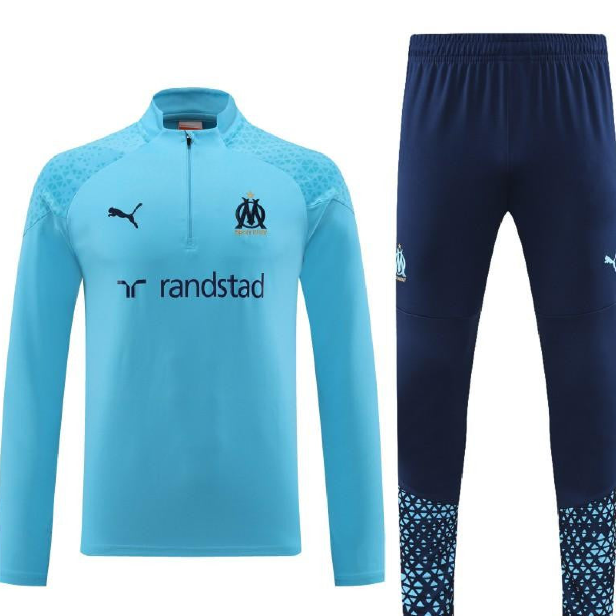 23/24 Olympique Marseille Blue Half Zipper Jacket+ Pants