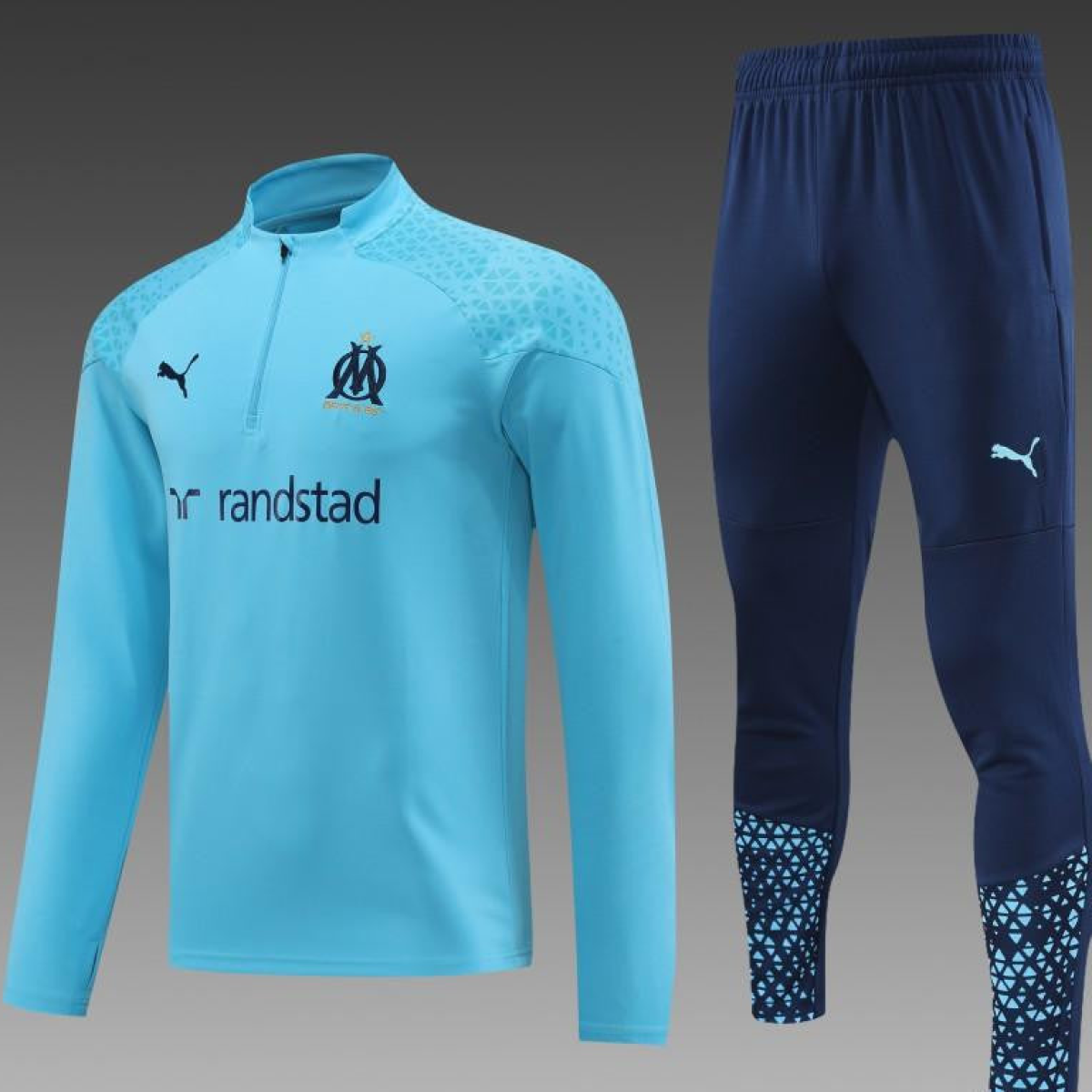 23/24 Olympique Marseille Blue Half Zipper Jacket+ Pants