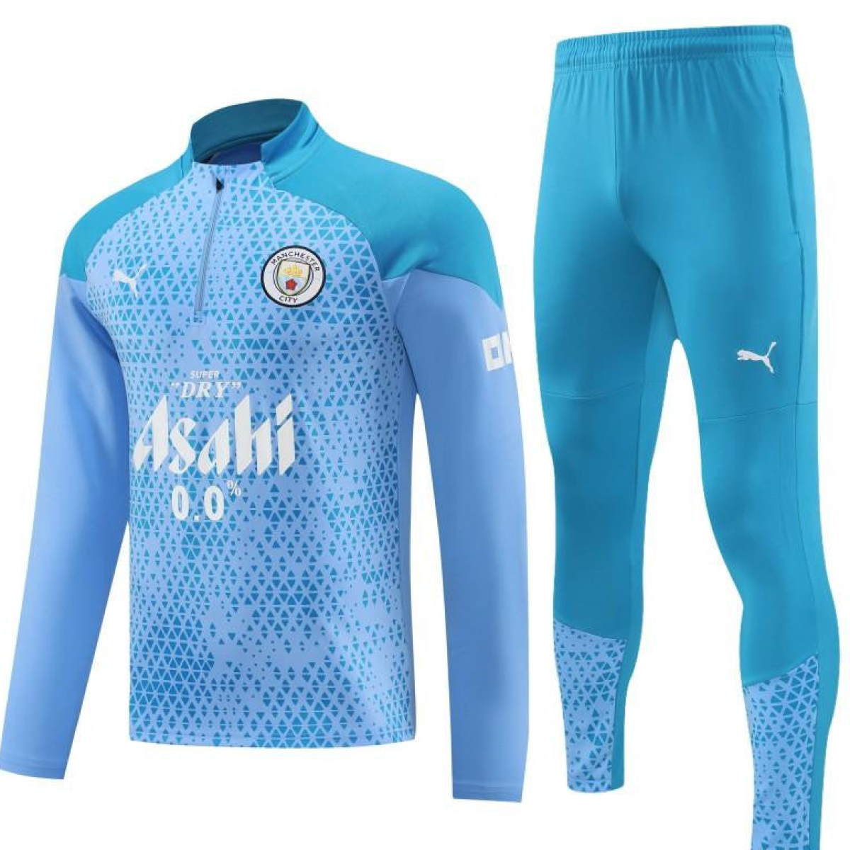23/24 Manchester City Blue Mixed Color Half Zipper Jacket+ Pants
