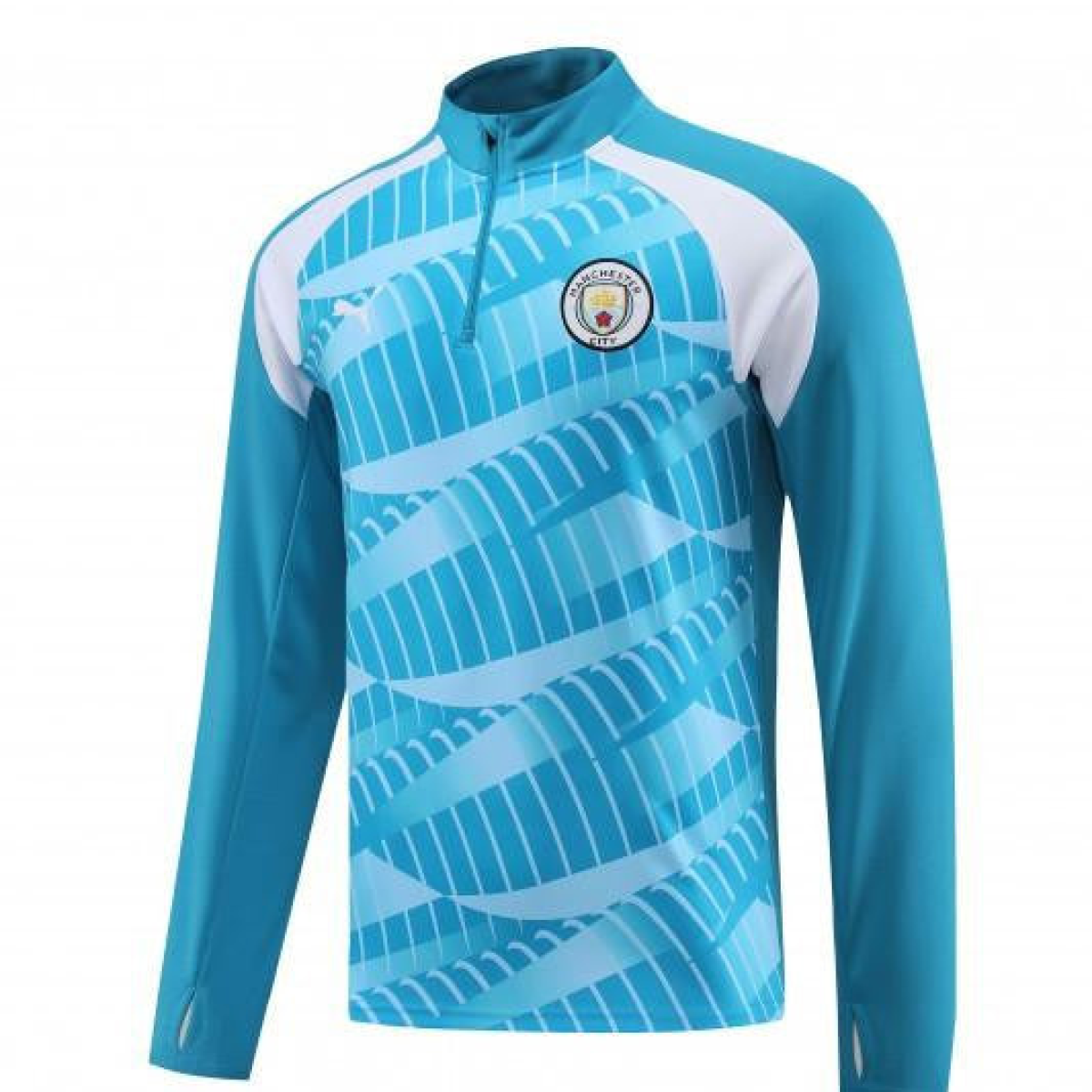 23/24 Manchester City Blue White Half Zipper Jacket+ Pants