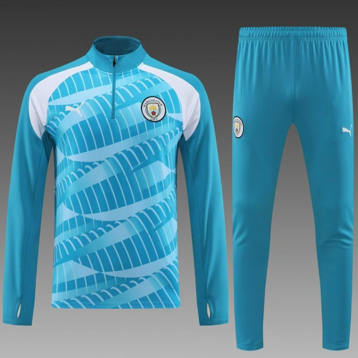 23/24 Manchester City Blue White Half Zipper Jacket+ Pants